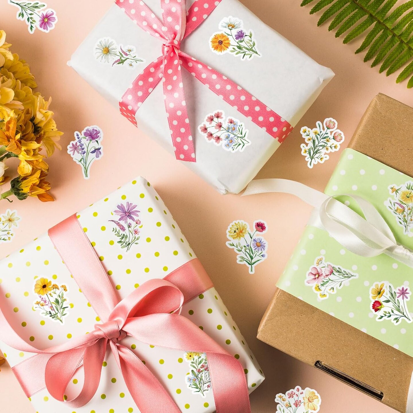 1000Pcs Wildflower Stickers Colorful Floral Paper Decals Flower Bouquet