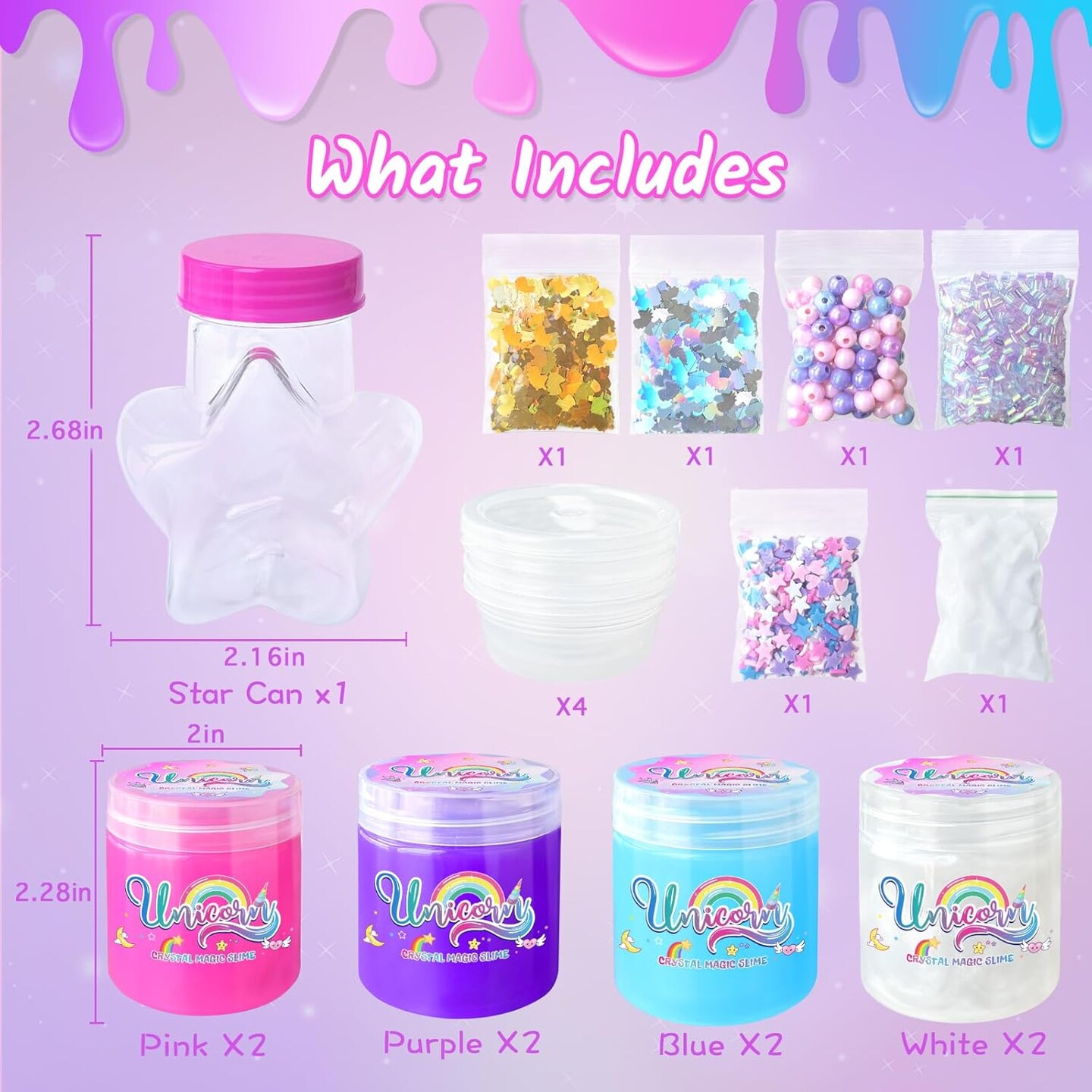 Unicorn Slime Kit with Glitter Add Ins