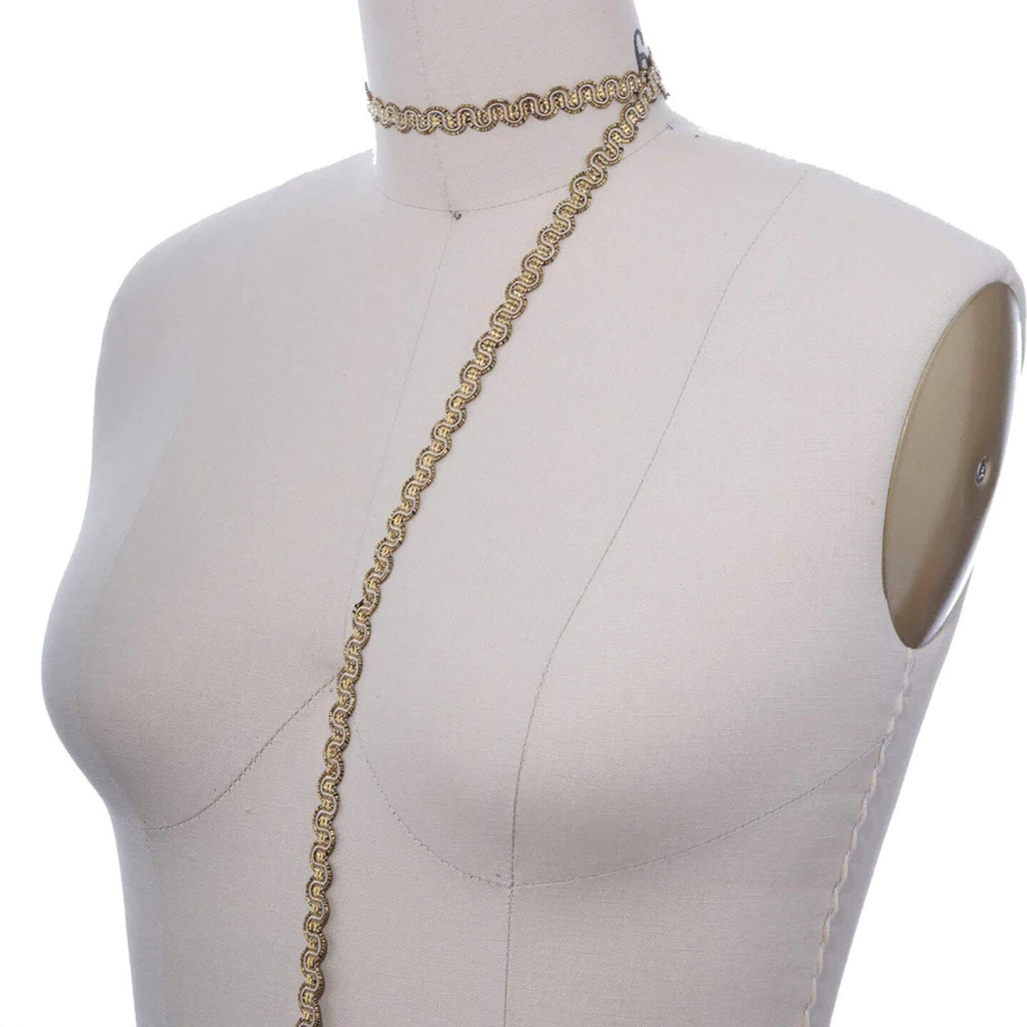 2 Yards 3/8 Inch Beige and Gold Gimp Trim for Upholstery Drapery and Home Decoration