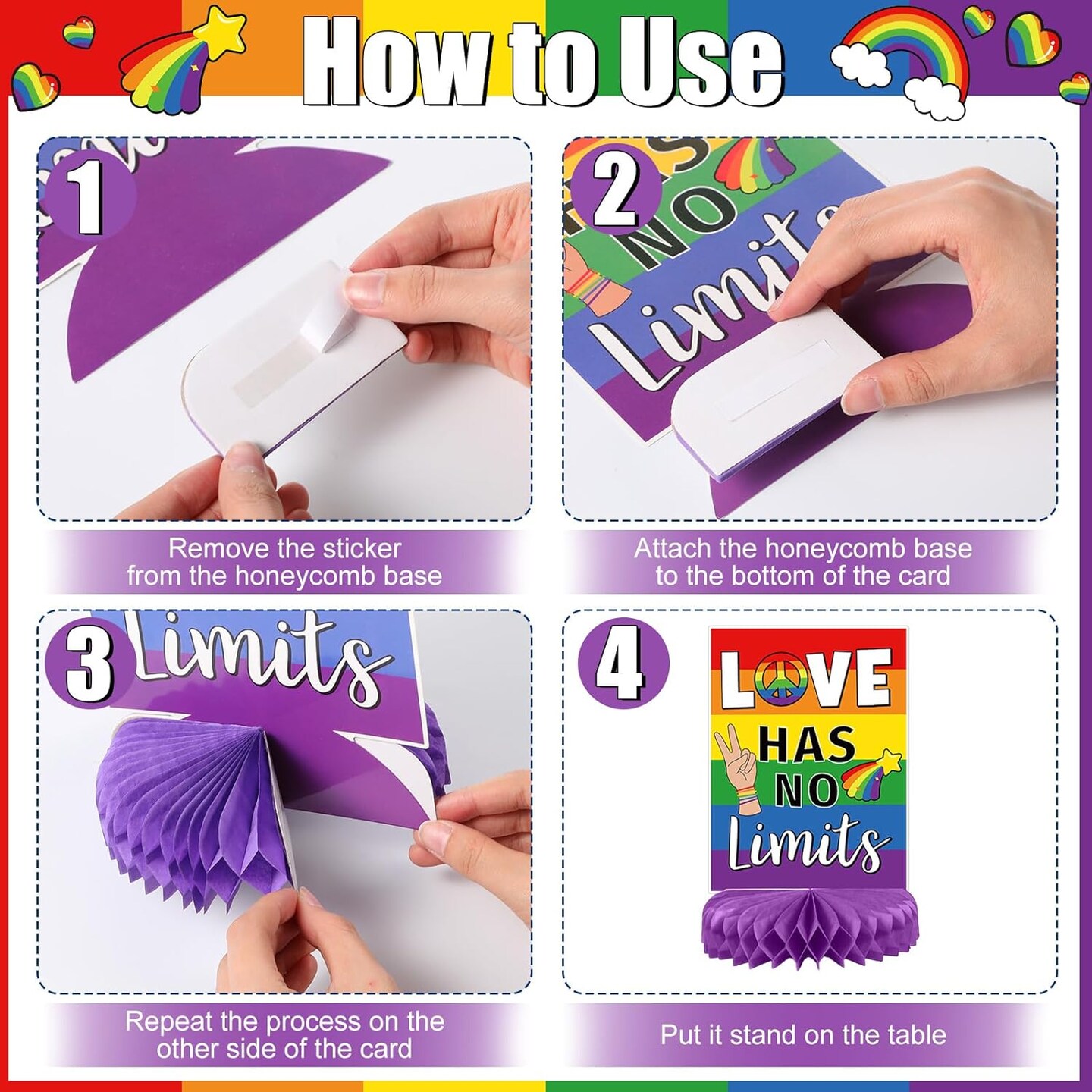 11 Pcs 3D Rainbow Honeycomb Table Centerpiece Pride Decoration