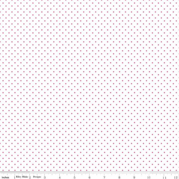 Swiss Dot in Hot Pink on White (c660-70 hotpink) | Swiss Dot | Riley Blake Designs | Riley Blake