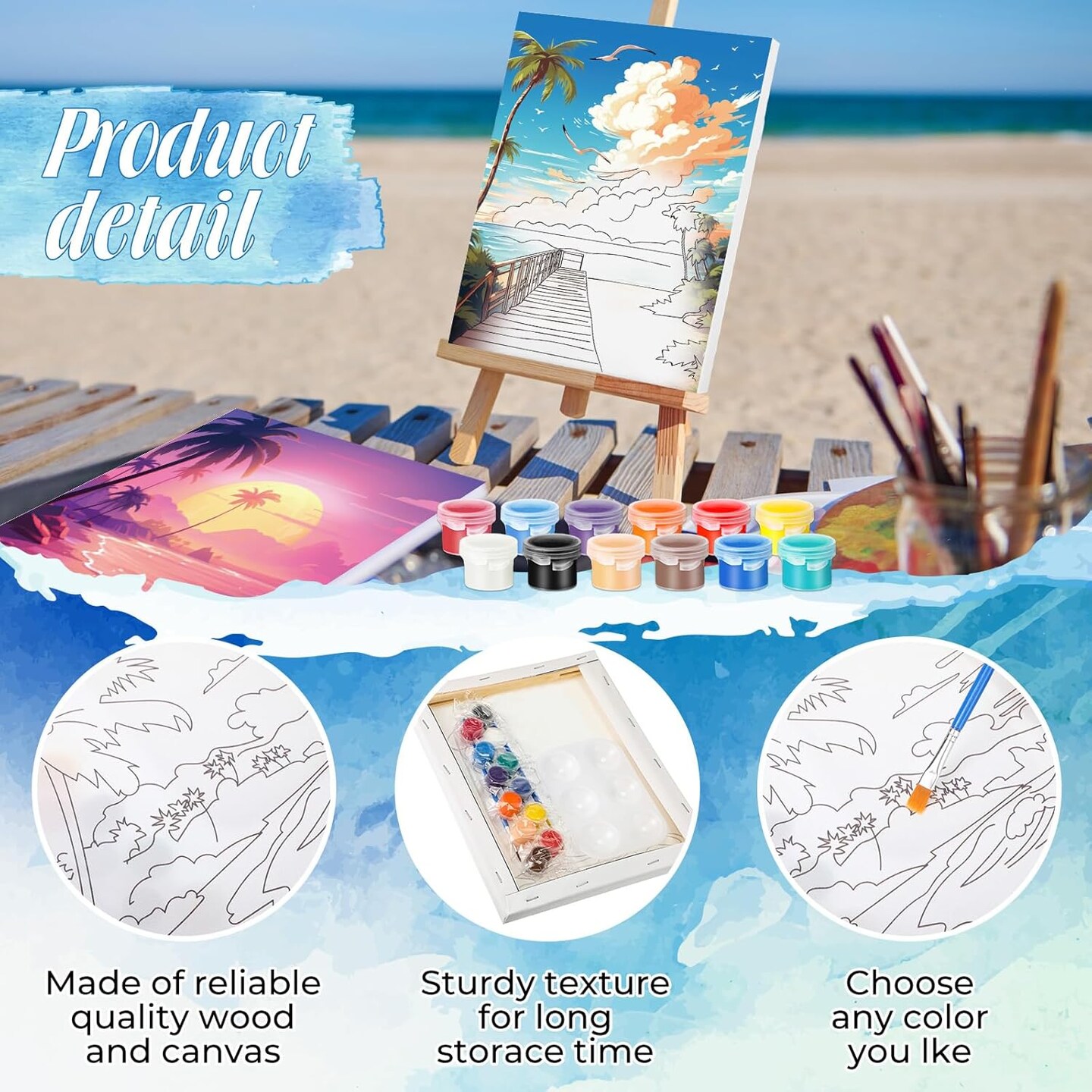 12 Pack Pre Drawn Canvas for Painting Sip and Paint Kit 8" x 10" (Hawaii Landscape)