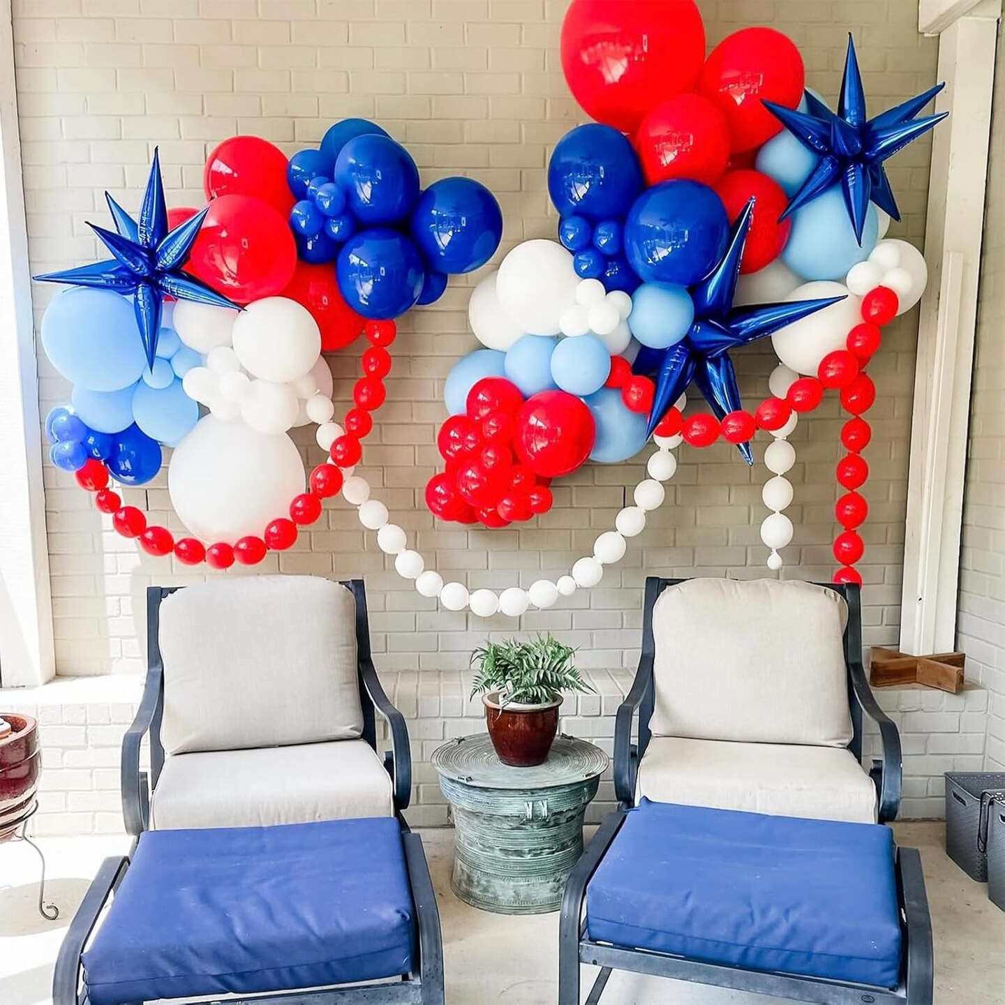 Red White Blue Balloons, 12 Inch Pearl Metallic Blue Red White Confetti Latex Helium Balloon