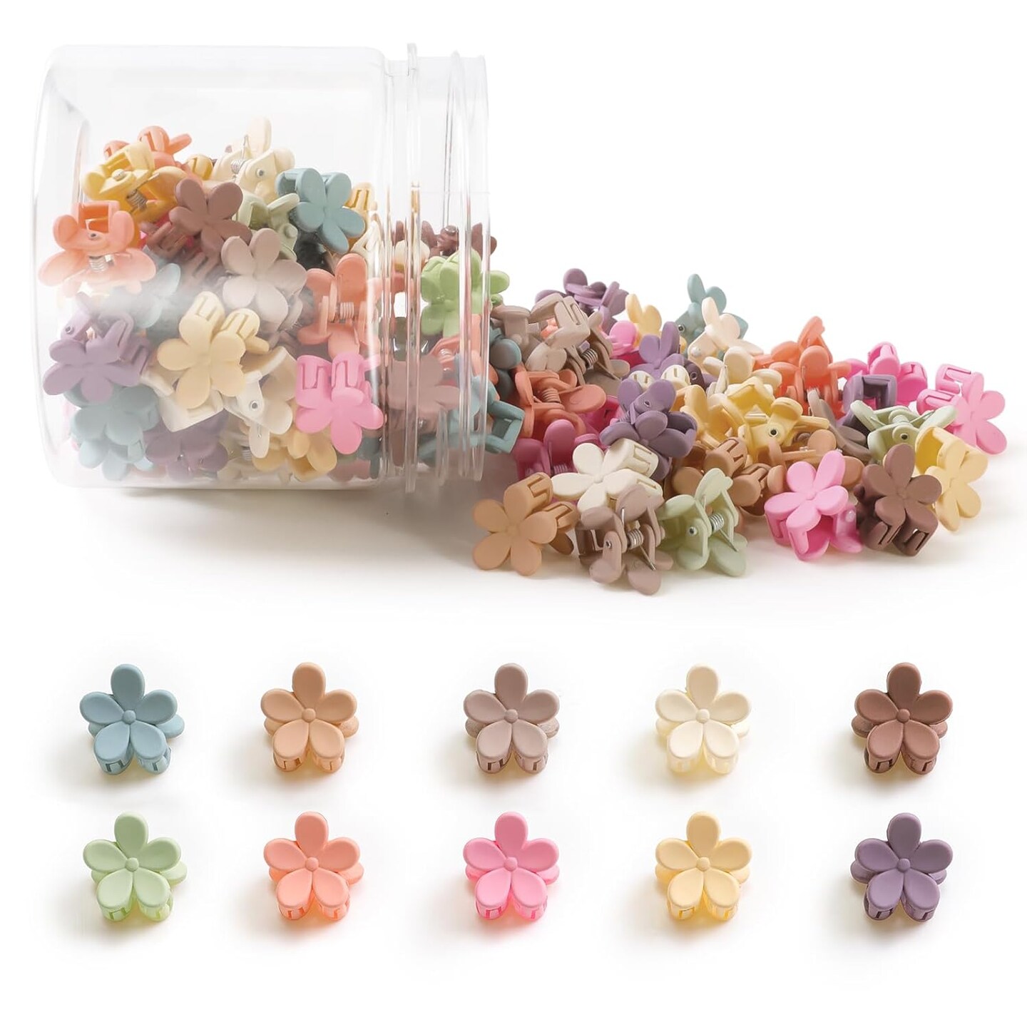 100Pcs Colorful Mini Flower Hair Clips, Small Hair Clips Mini Claw Clips