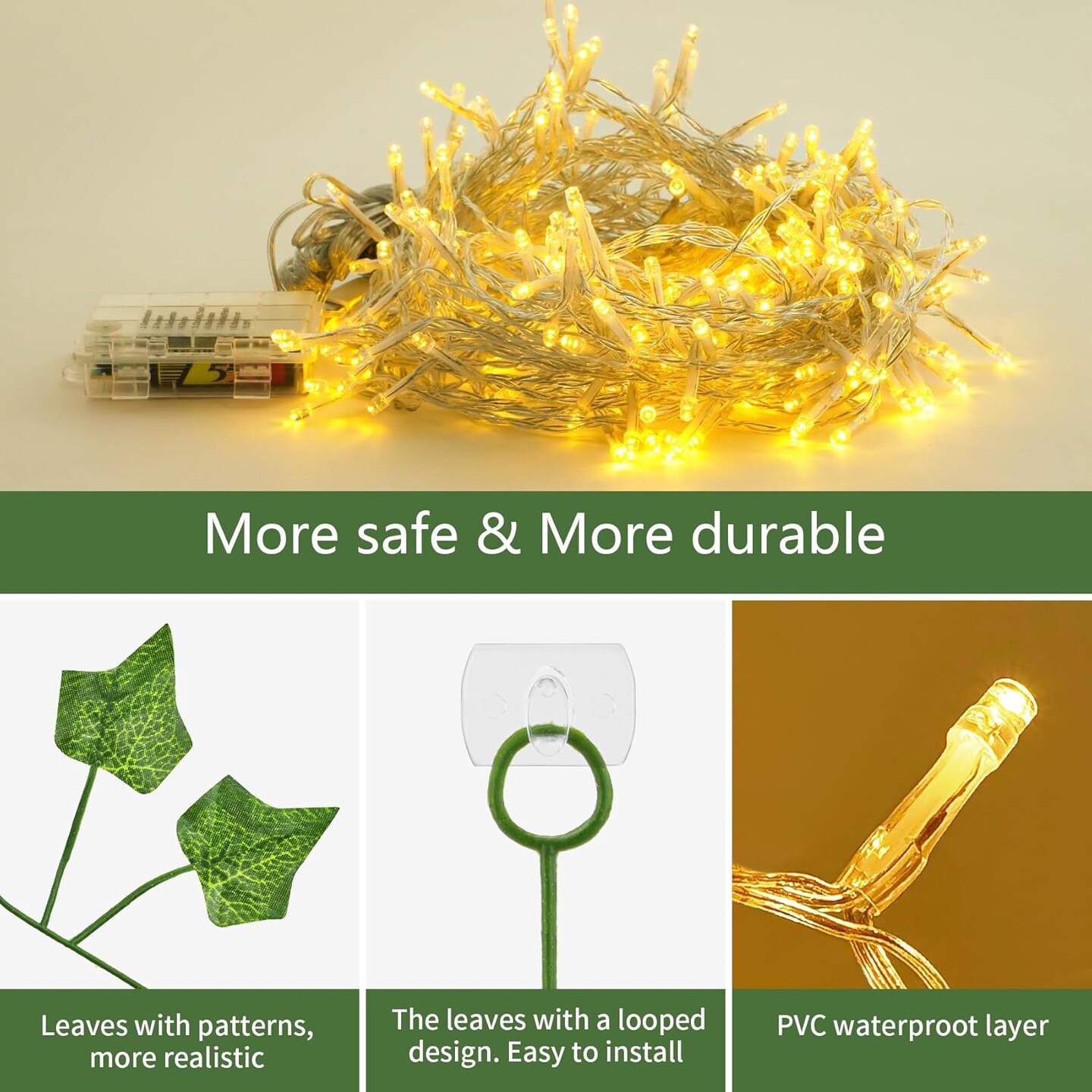 12 Pack Artificial Ivy Leaf Plants with 240 LED Curtain String Lights,Hanging Garland