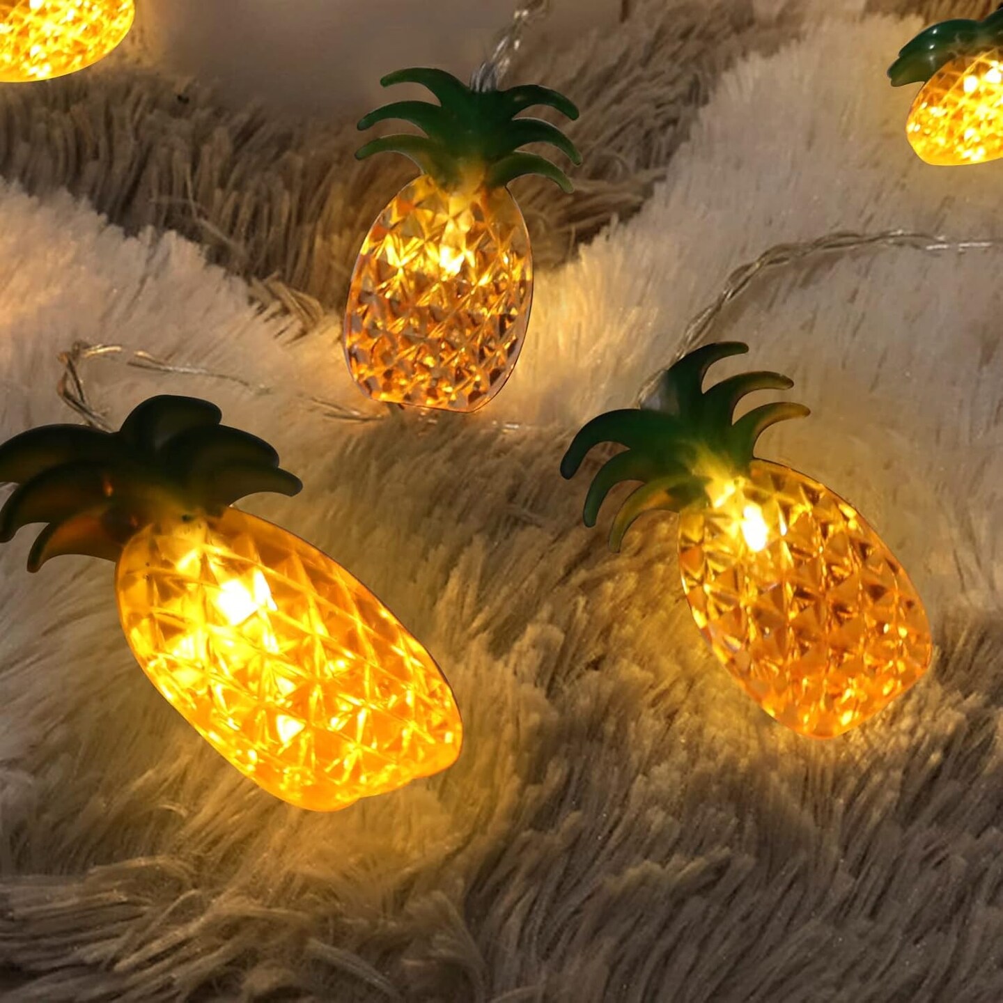 2 Packs Pineapple String Lights - Battery Operated with 20 Fun Patio Lights for Party