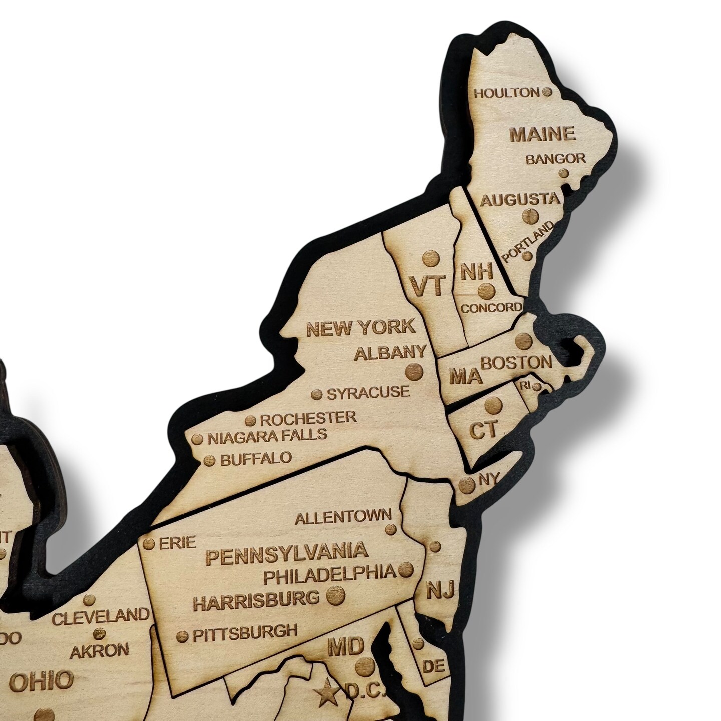 Detailed 50 State map with cities Puzzle - 26x18 Inches - 52 Piece Wood