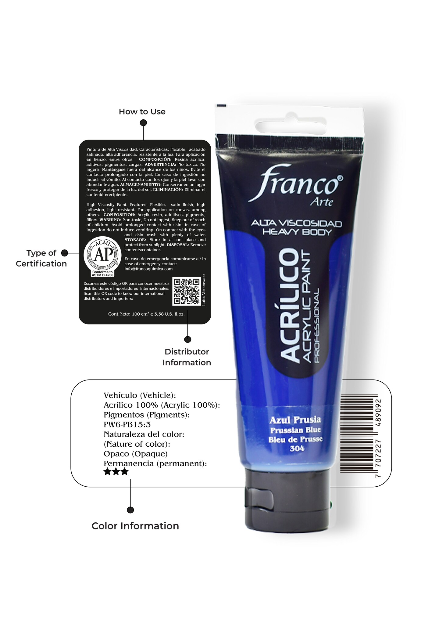 14304-100 Professional Acrylic Paint 3,38 U.S fl oz / Prussian Blue Hue / Heavy Body