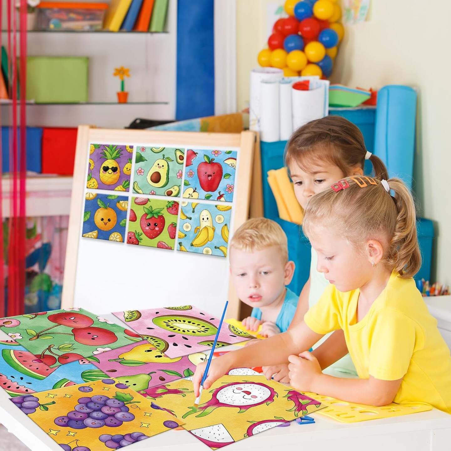 12 Packs Pre Drawn Canvas to Paint (	fruit) 7 x 5 x 0.99 inches