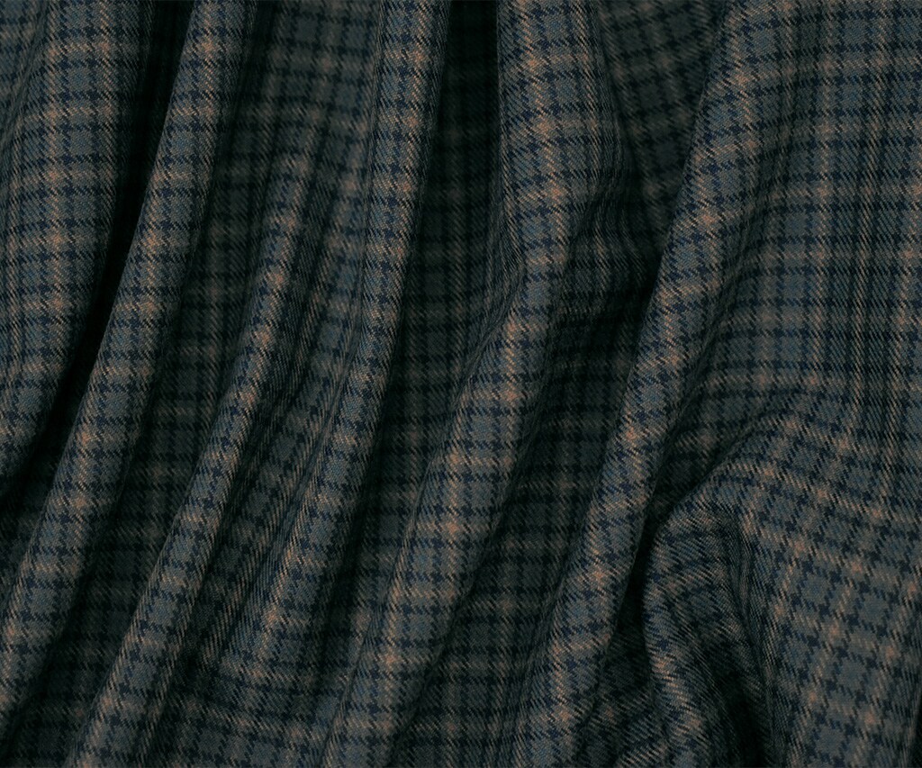 Navy-Beige-Multi Polyester Wool Plaid Check Twill Woven Suiting Fabric By the Yard