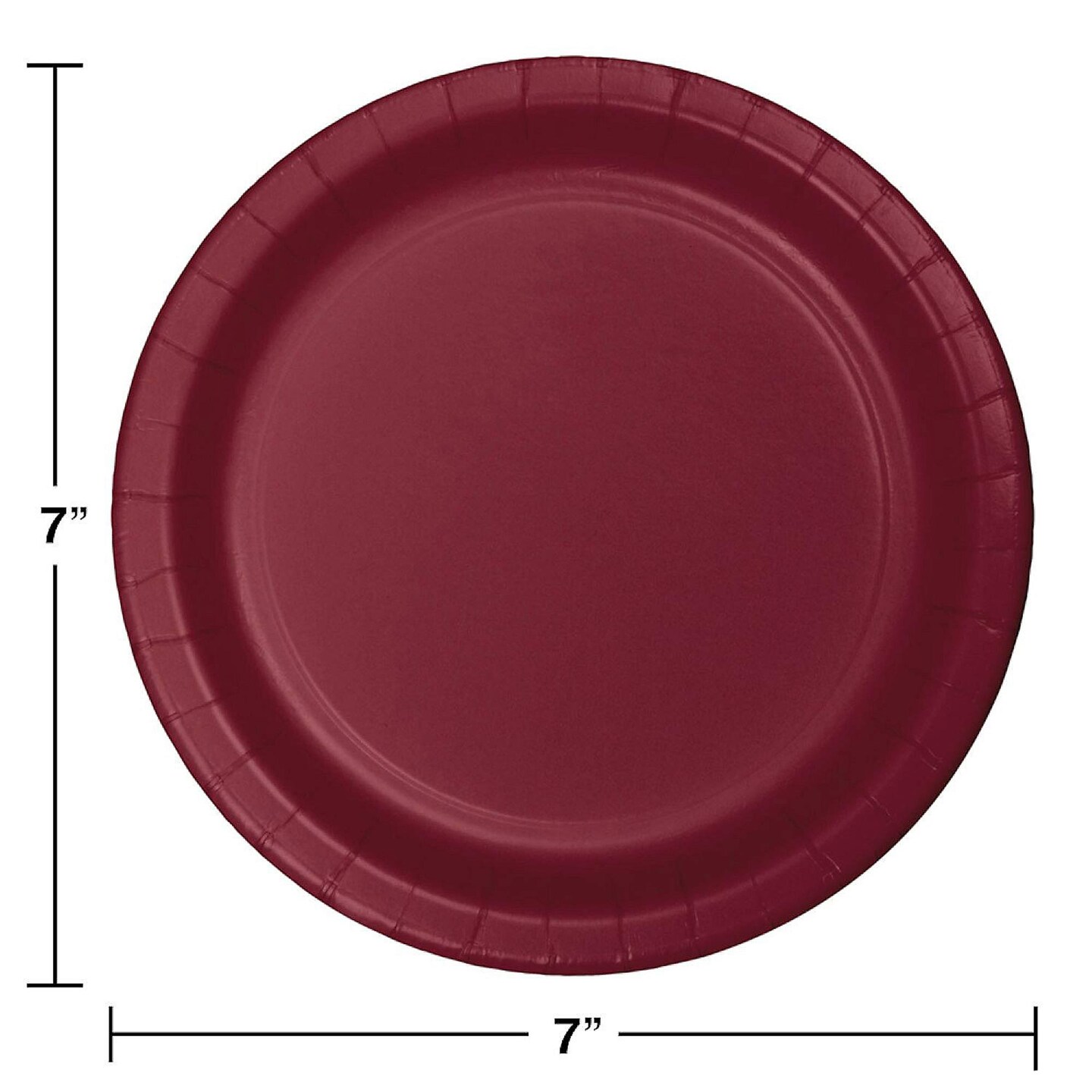 24 Count Paper Plates Burgundy Round Disposable for Cake Snacks and Entertaining 7"