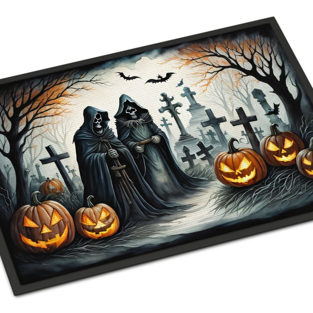 Edge Collections - 24" x 36" - Multicolor - Grim Reaper Spooky Halloween Doormat Indoor Outdoor Rug - 1 Piece