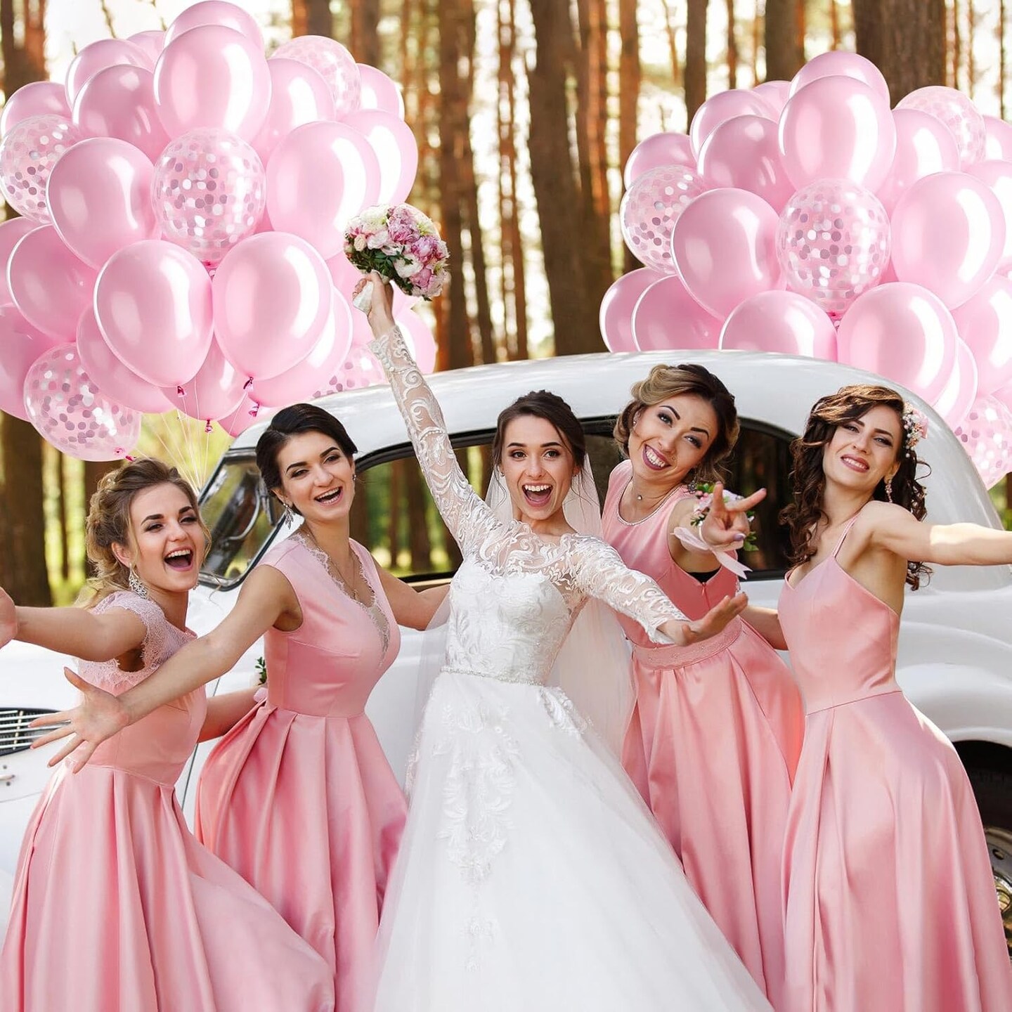 Pink Balloon and Silver Confetti Balloon (Pink)