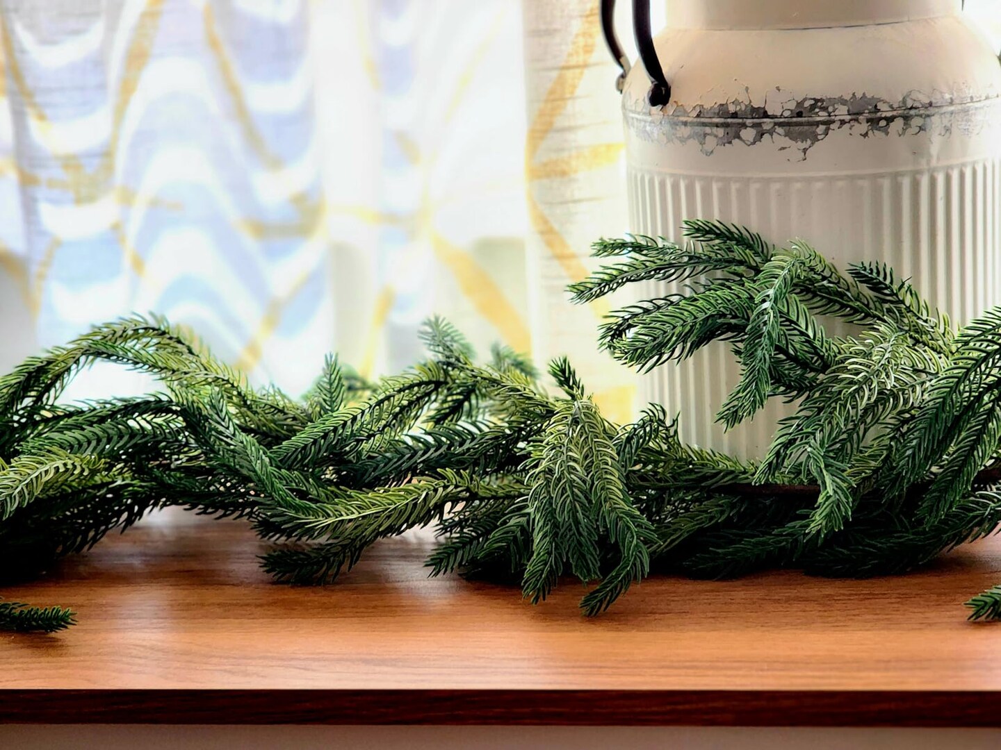 9FT Artificial Norfolk Pine Garland – Realistic Christmas Greenery, Lush Green Pine Garland for Table, Mantel, Wall, Indoor & Outdoor Holiday Decoration