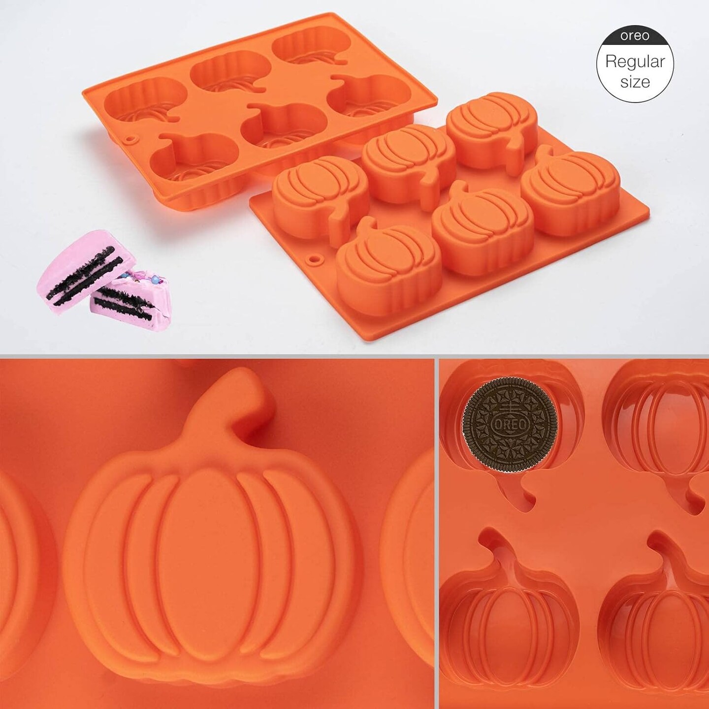 2 Pack Pumpkin-Shaped Cake Molds(Orange)