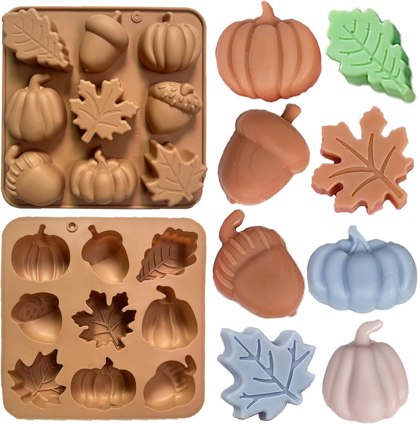 2Pcs Fall Silicone Molds Autumn Silicone Chocolate Molds(Brown)