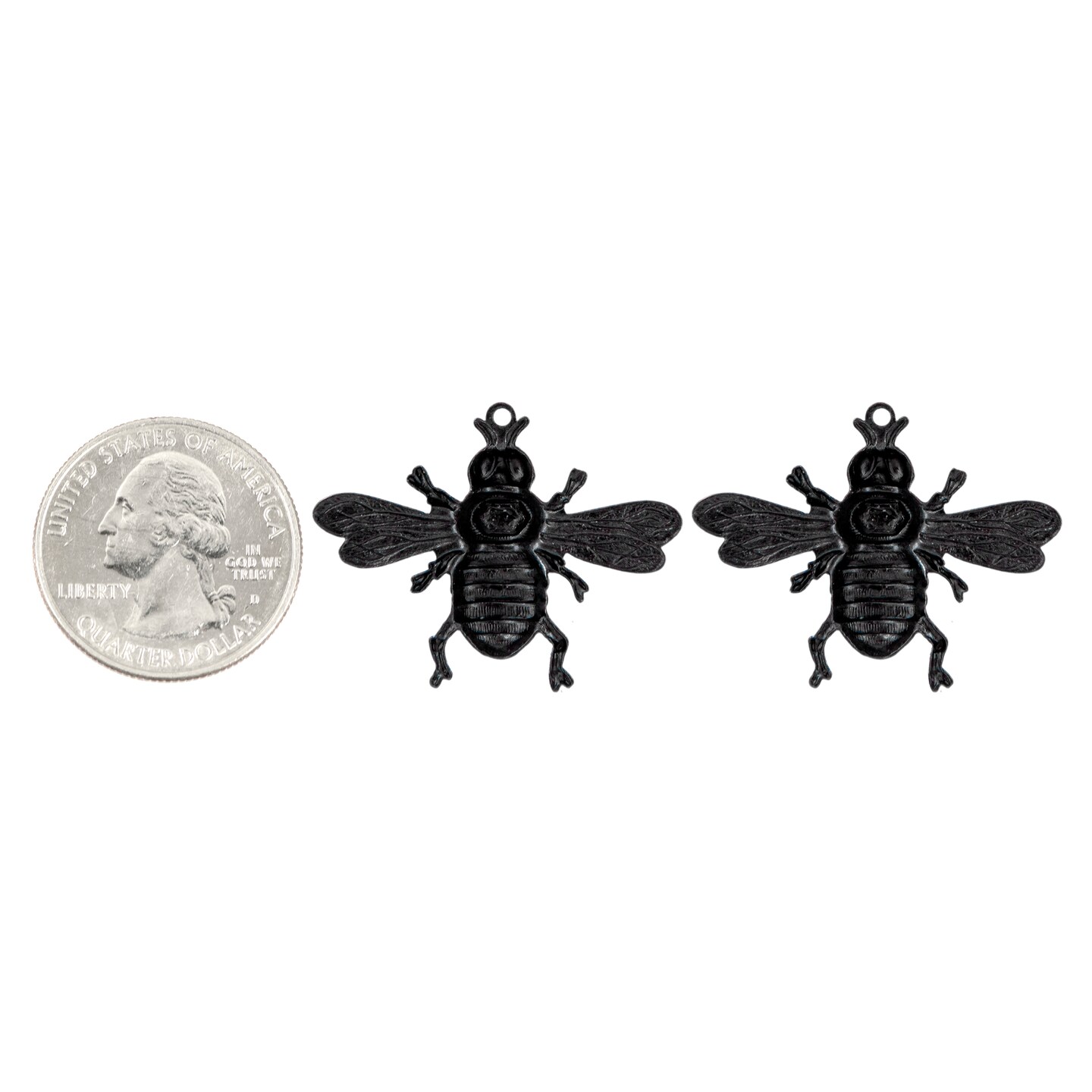 Black Plated Brass Medium Bumblebee Pendants - Set of Two - BB-P115