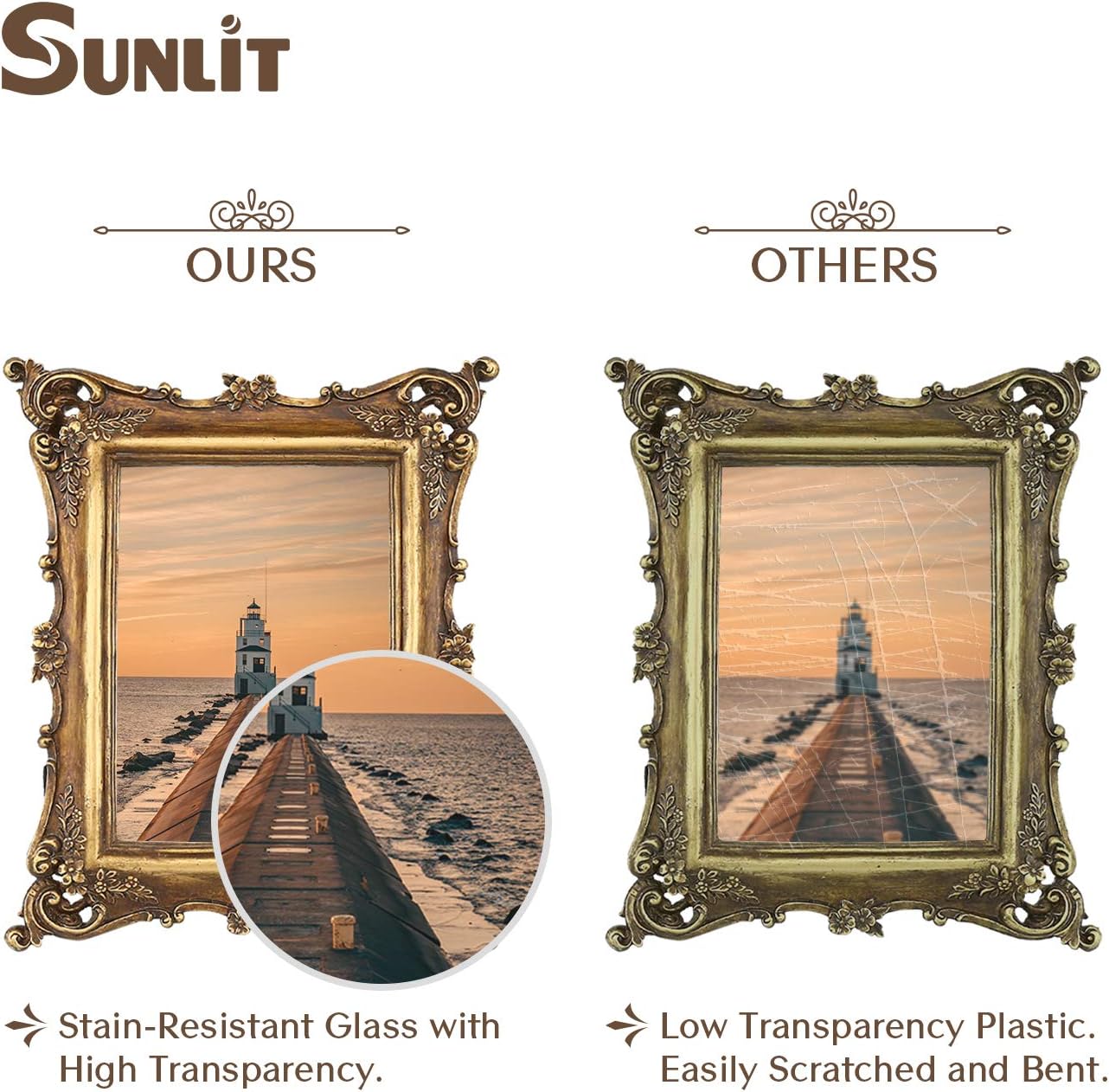 Vintage Picture Frame 5x7 Inch, Luxury Antique Photo Frames(Bronze Gold)7"L x 5"W