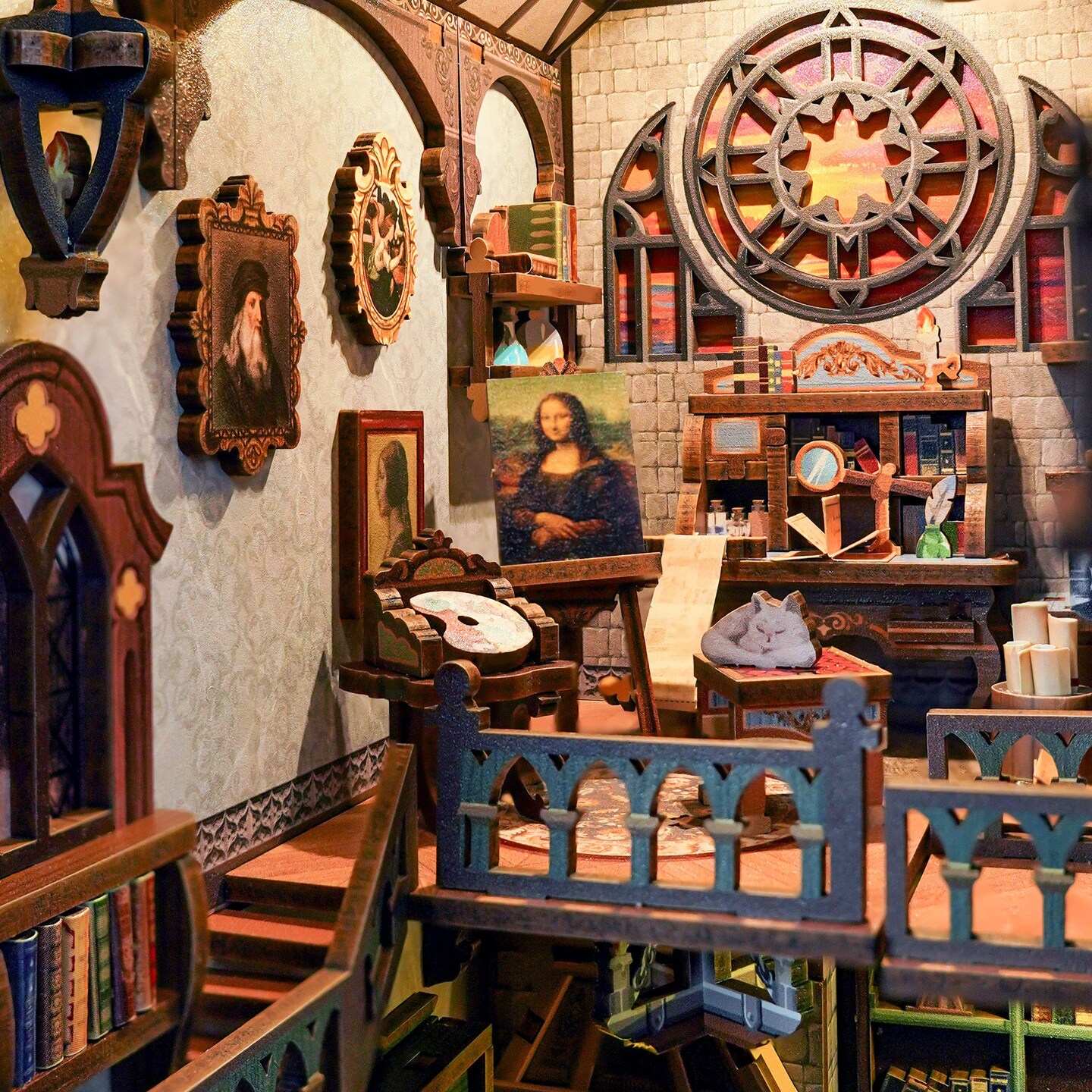 DIY Book Nook Kit - Leonardo da Vinci w/ Dust Cover