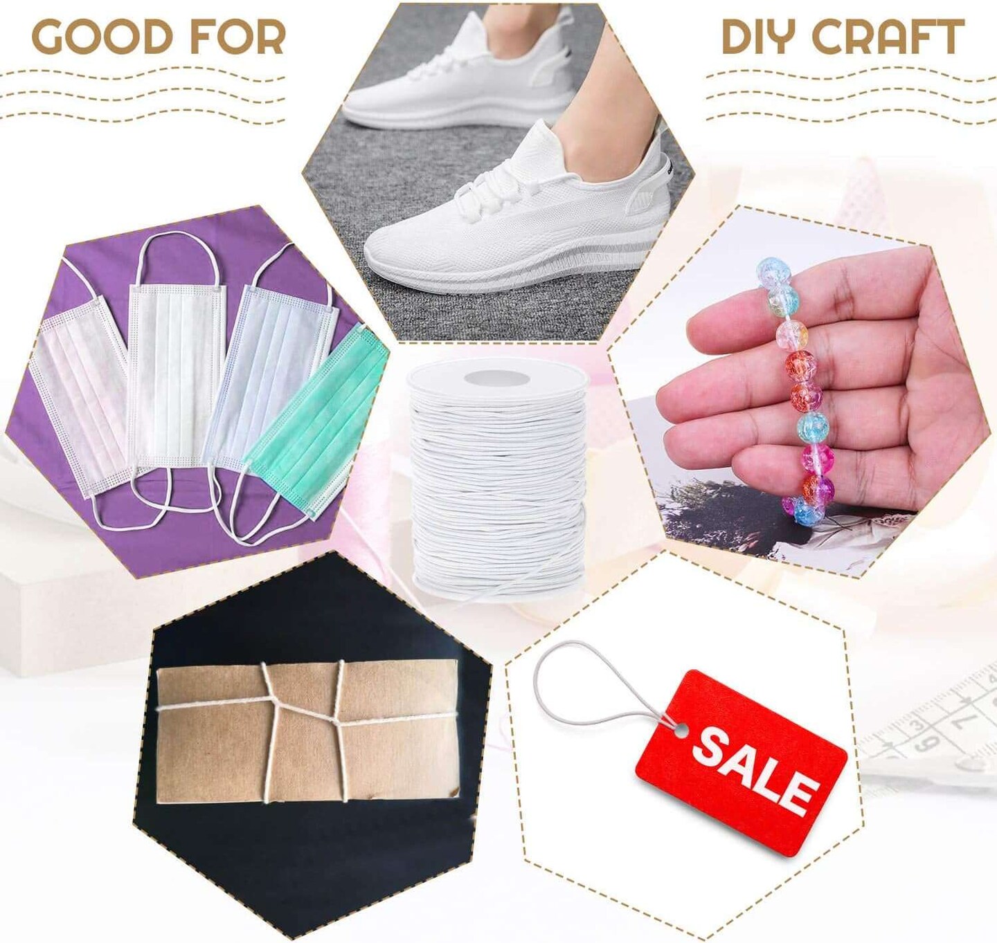 Beading Elastic String, 1.5 mm, 100 Yards, White – Stretchy Elastic Cord for Bracelets, Necklaces & DIY Beading