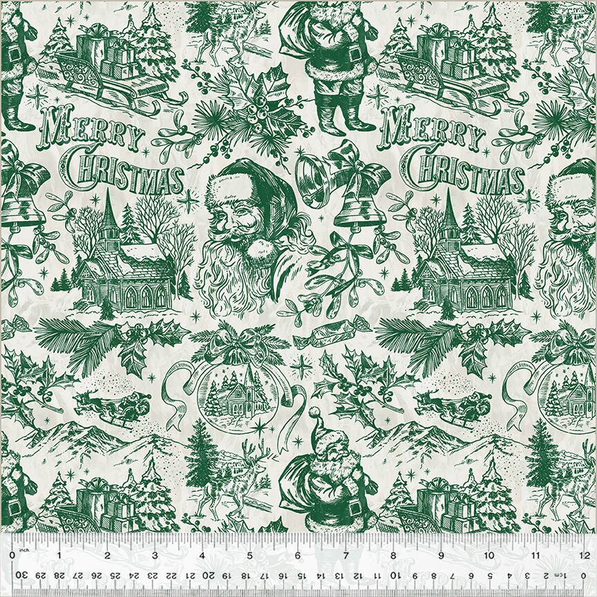 Santa Toile in Green (54489-2) | Jolly Christmas | Whistler Studios | Windham