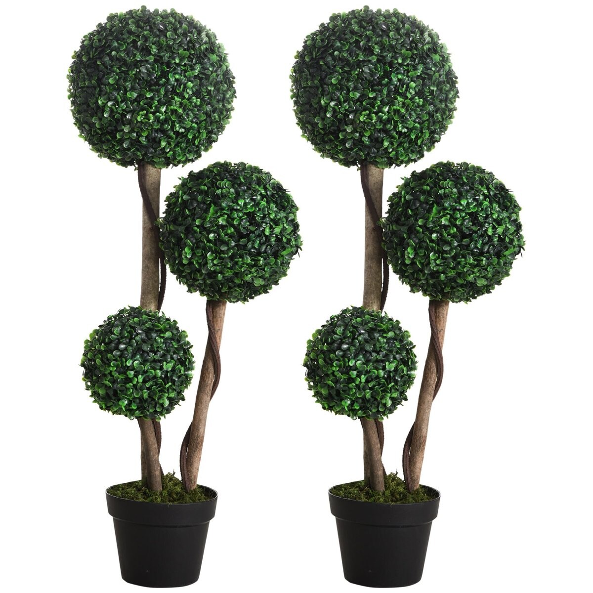 35.5" Ball Boxwood Topiary Tree Artificial Plant in Pot for Indoor & Outdoor Home Decor