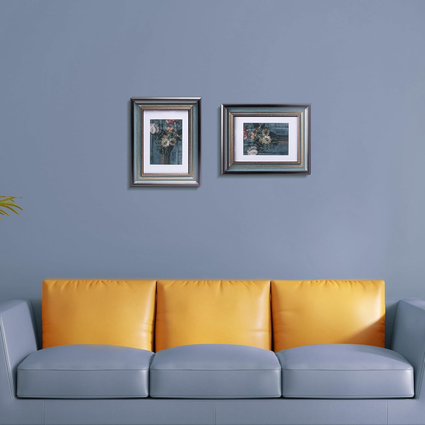 5x7 Picture Photo Frame 1 Pack Antique with Matted for 4X6 Peacock Blue Color Plastic