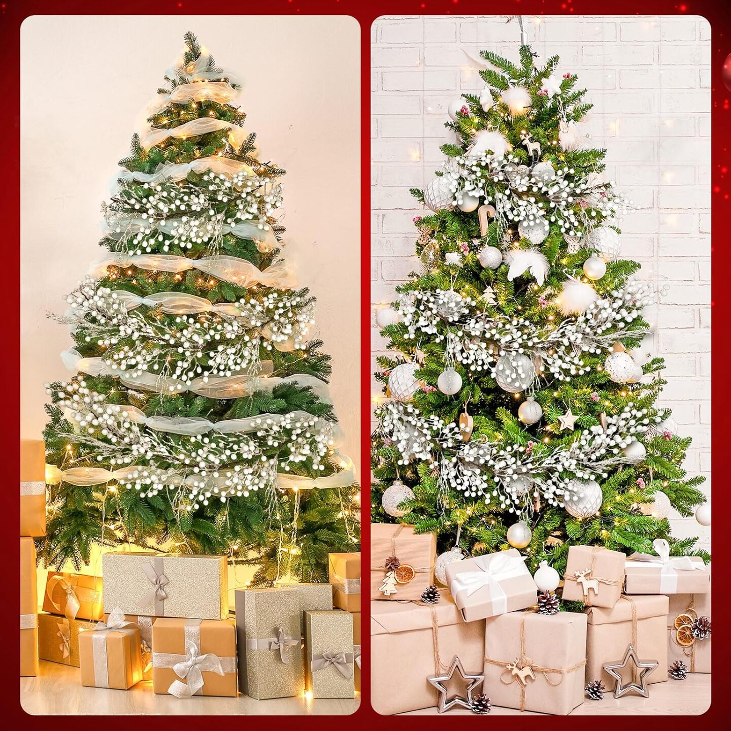 5 ft Christmas Berry Garland Christmas Tree Garland (White)