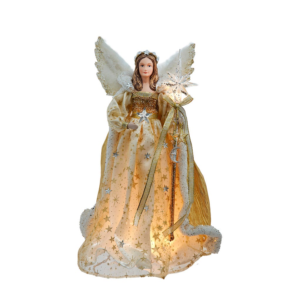 Kurt Adler 16-Inch UL 10-Light Celestial Angel Tree Topper