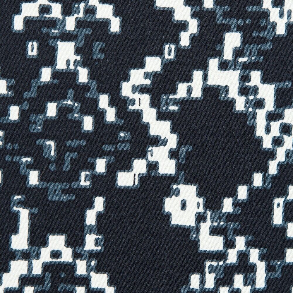 1 Yard Black and Winter White Abstract Printed Stretch Cotton Sateen Fabric
