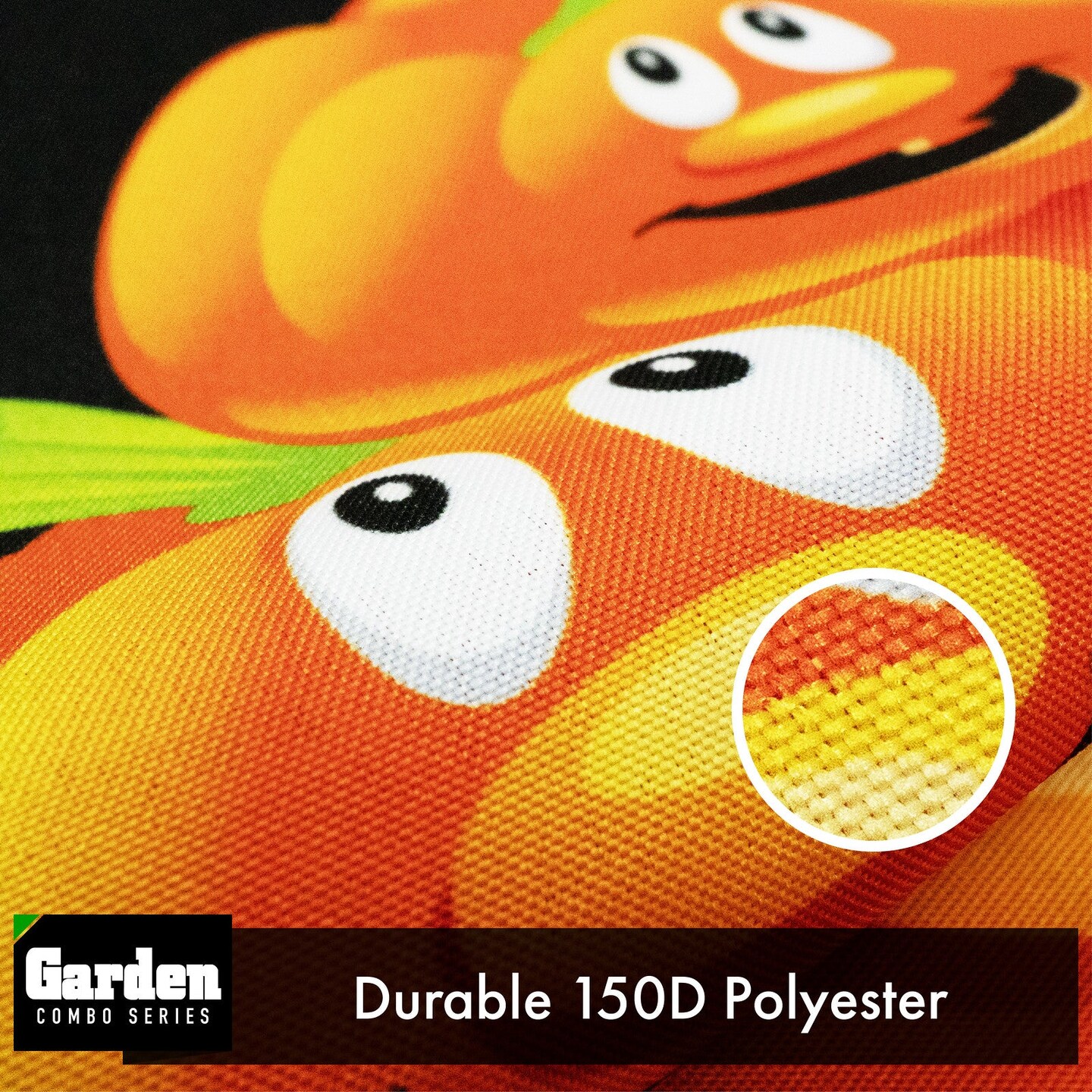 G128 - Halloween Garden Flag, Happy Halloween Quote with Pumpkins Garden Yard Decorations, | 12x18 Inch | Printed 150D Polyester - Rustic Holiday Seasonal Outdoor Flag