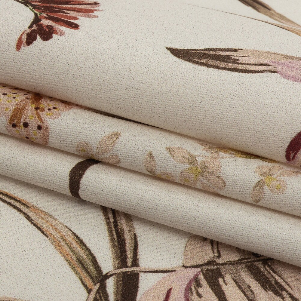 1 Yard Ivory Leaves of Change Stretch Cotton Twill Fabric
