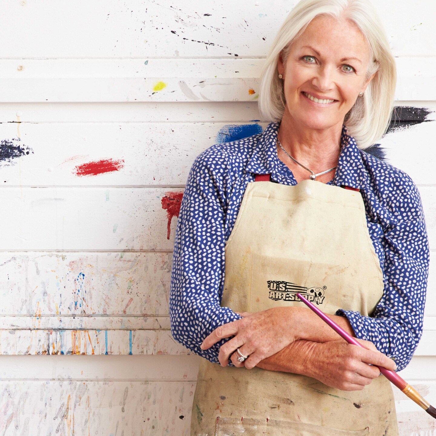 Large Canvas Adjustable Artist Apron (Size: 27-1/2&#x22; x 21&#x22;)