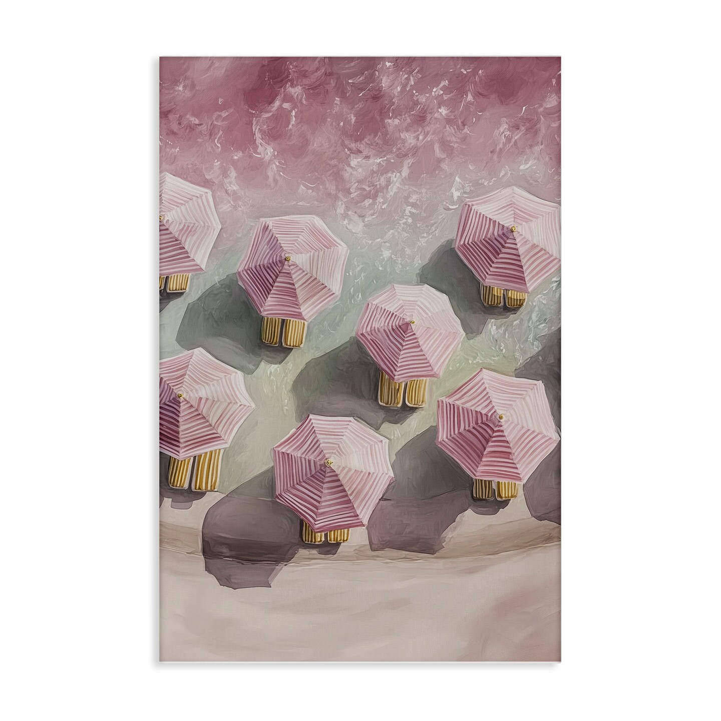 Stupell Industries Aerial Pink Beach Umbrellas Canvas By Annabelle Hall
