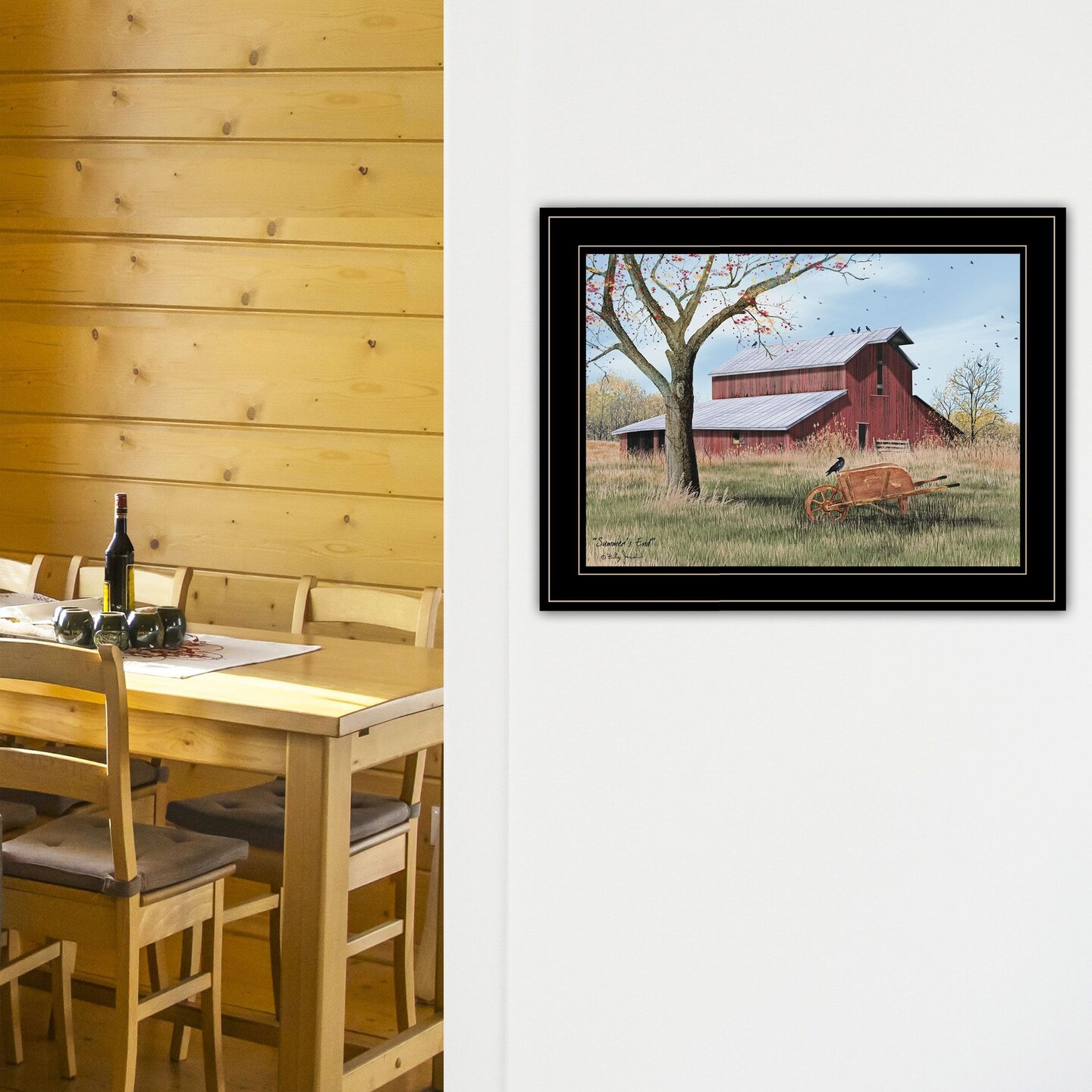 Edge Collections - 19" x 15" - Red - Billy Jacobs Autumn Gold Farm Scene Wall Decor - 1 Piece