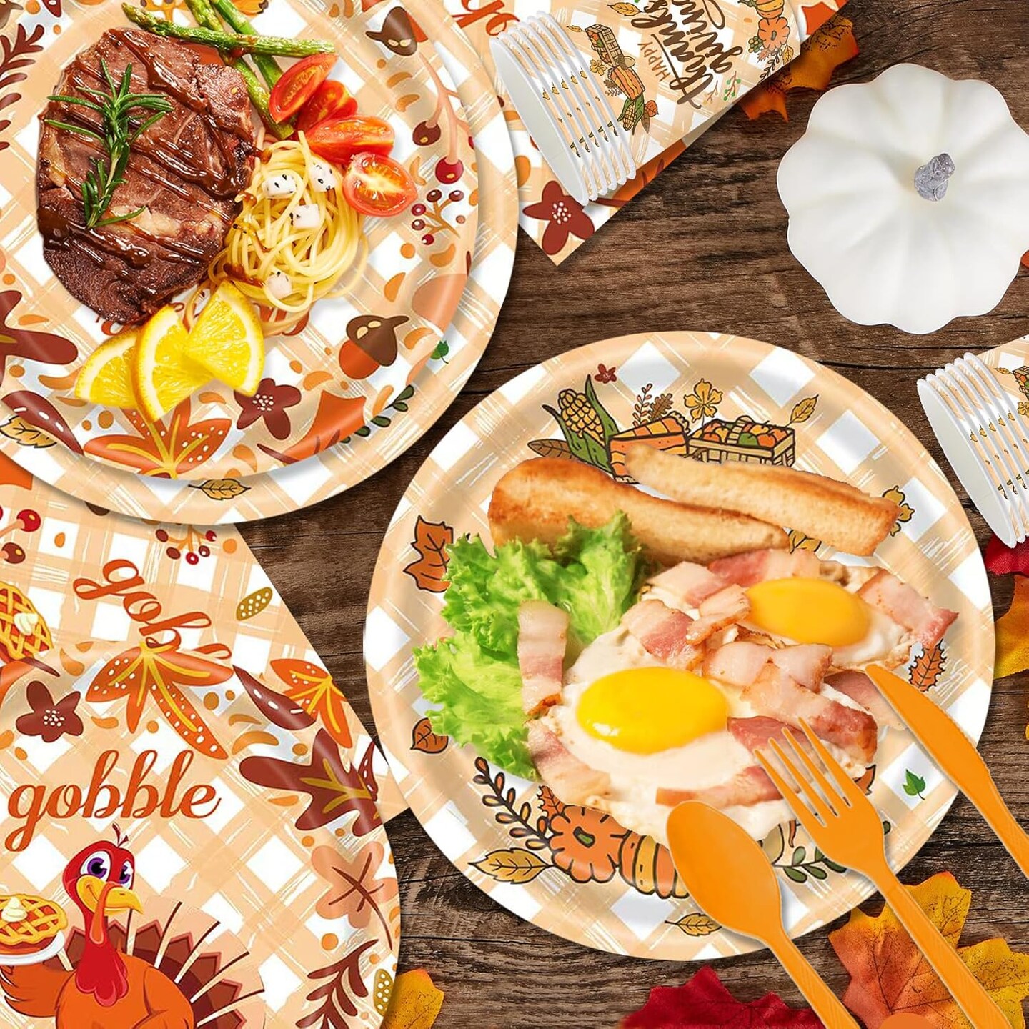 168 Pcs Thanksgiving Plates and Napkins (Thanksgiving)