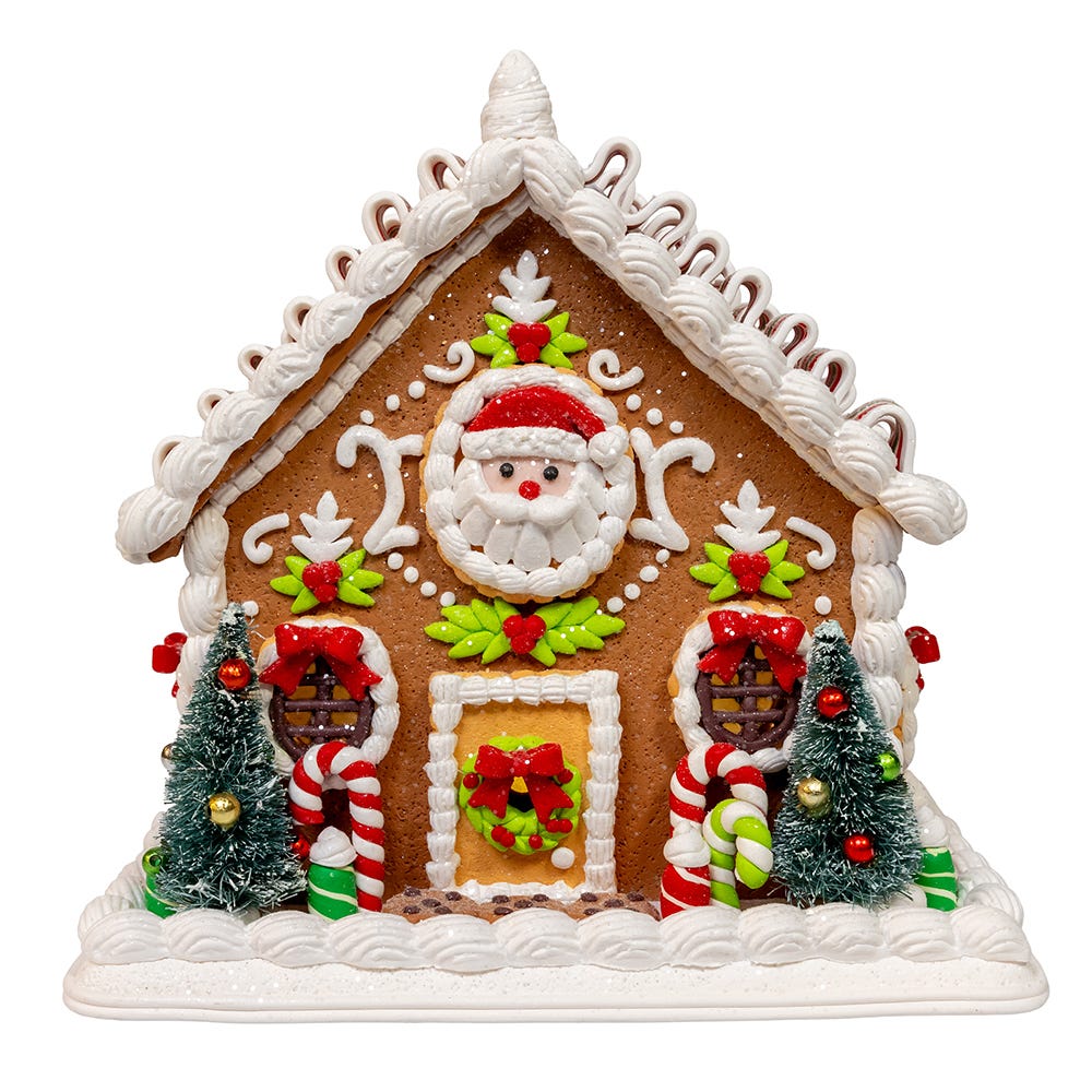 Kurt Adler 9 Inch Battery Operated Gingerbread House With Santa and ...
