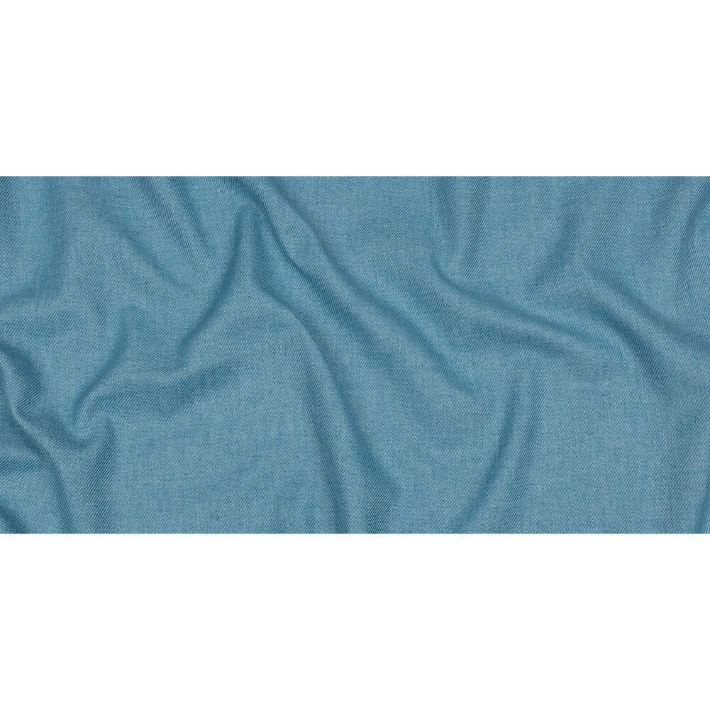 1 Yard Cool Blue Heathered Linen Cotton and Polyester Twill Fabric