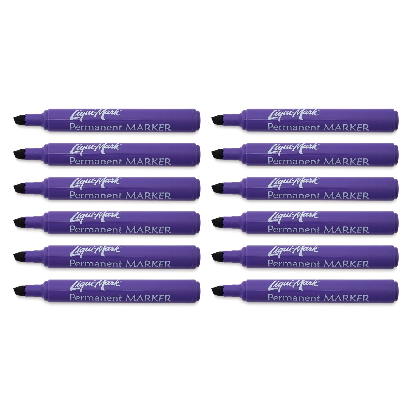 Liqui-Mark Permanent Markers- Pkg of 12, Purple, Chisel Tip