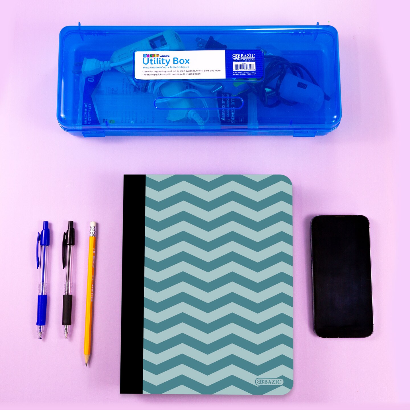 BAZIC College Ruled Chevron Composition Book, 100 Sheets, Sewn-Binding Book