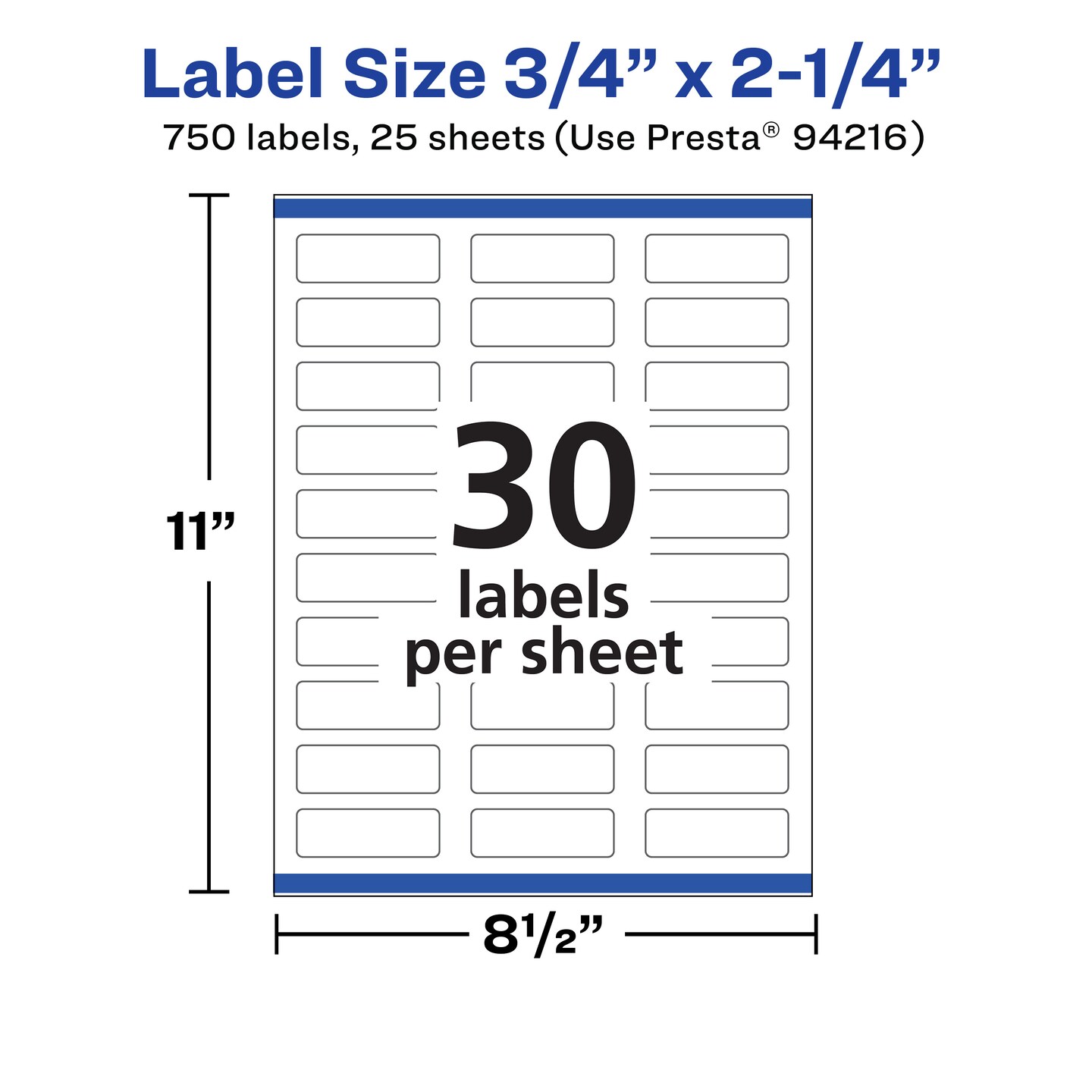 Avery Matte White Removable Rectangle Labels with Sure Feed Technology, Print-to-the-Edge, .75" x 2.25"
