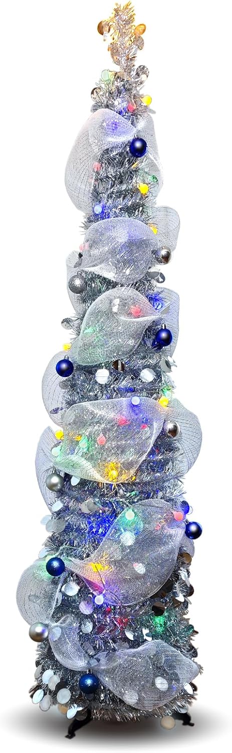 5FT Pop-Up Christmas Tree (Silver) 15.15&#x22;D x 15.15&#x22;W x 59.05&#x22;H