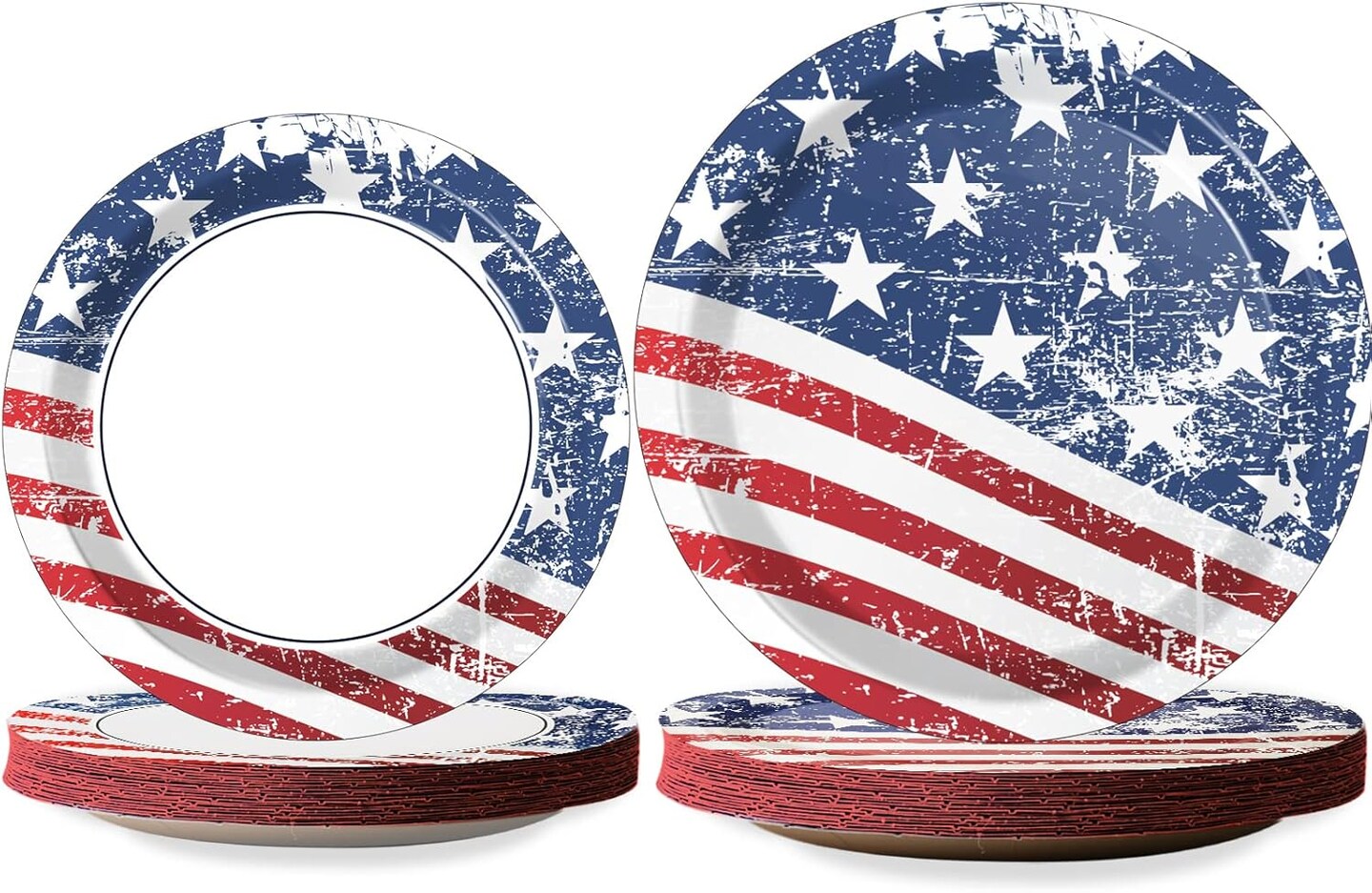 48pcs Patriotic Party Paper Plates 4th of July American Flag Dessert Plate Set Disposable Tableware