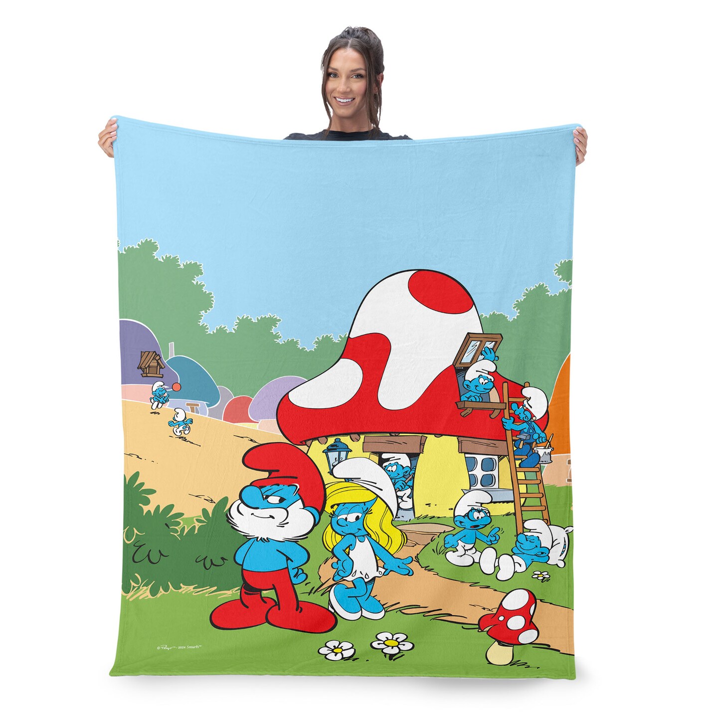 Smurfs Silk Touch Sherpa Throw Blanket, Size: 50 x 60 inches