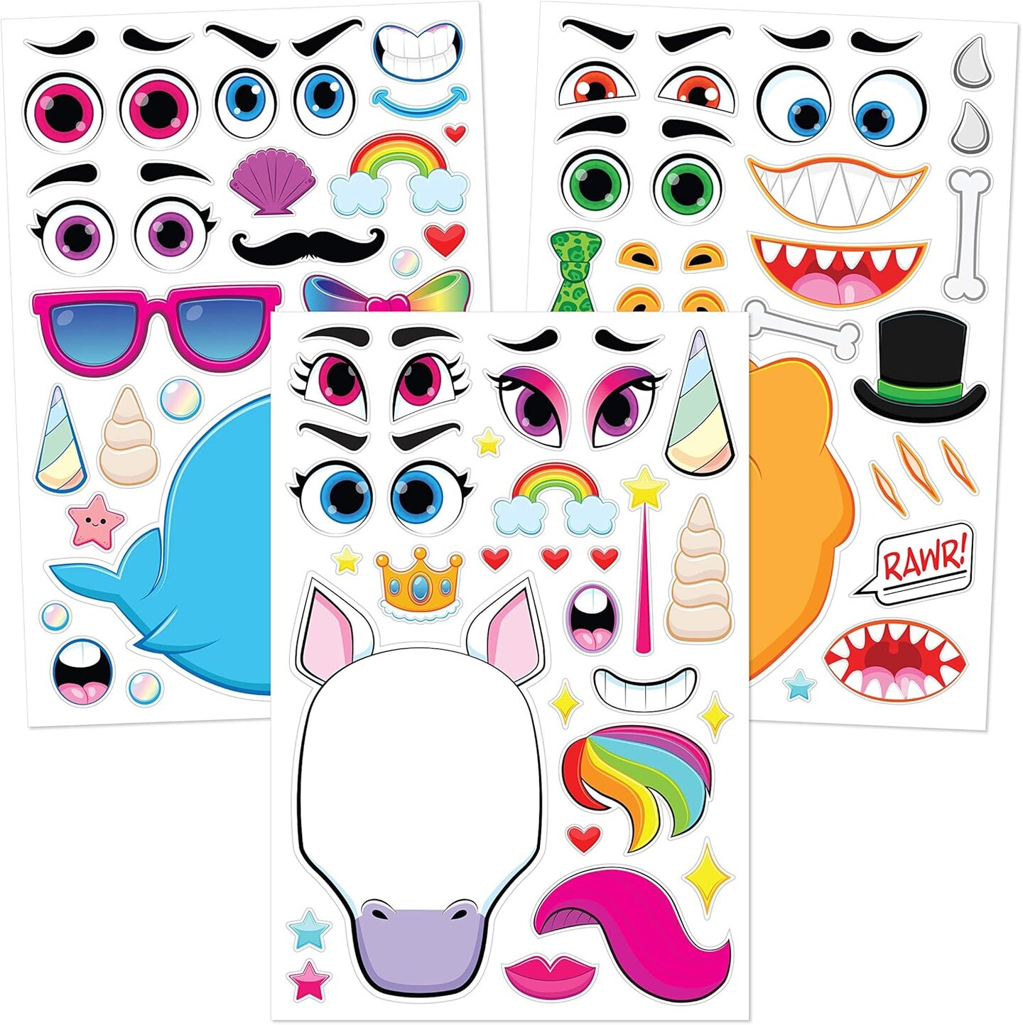 36 PCS 9&#x22;x6&#x22; Make a face Stickers for Kids