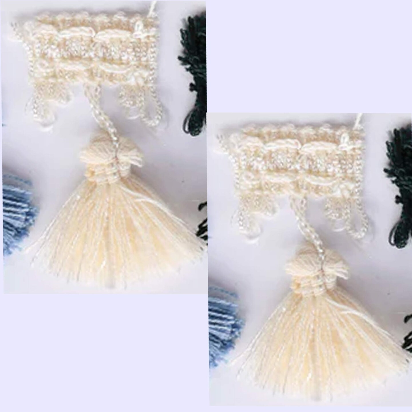 1 Yard 2" Ivory Braided Gimp Tassel Fringe Classic Accent Trim