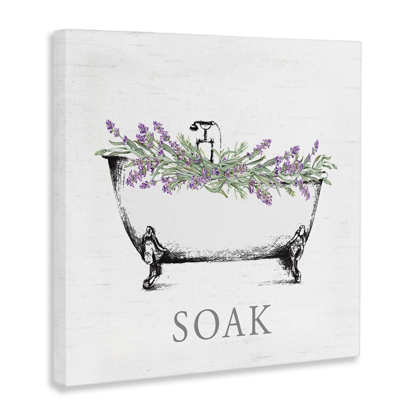 Stupell Industries Soak Bathtub with Lavender Canvas By Lettered and Lined