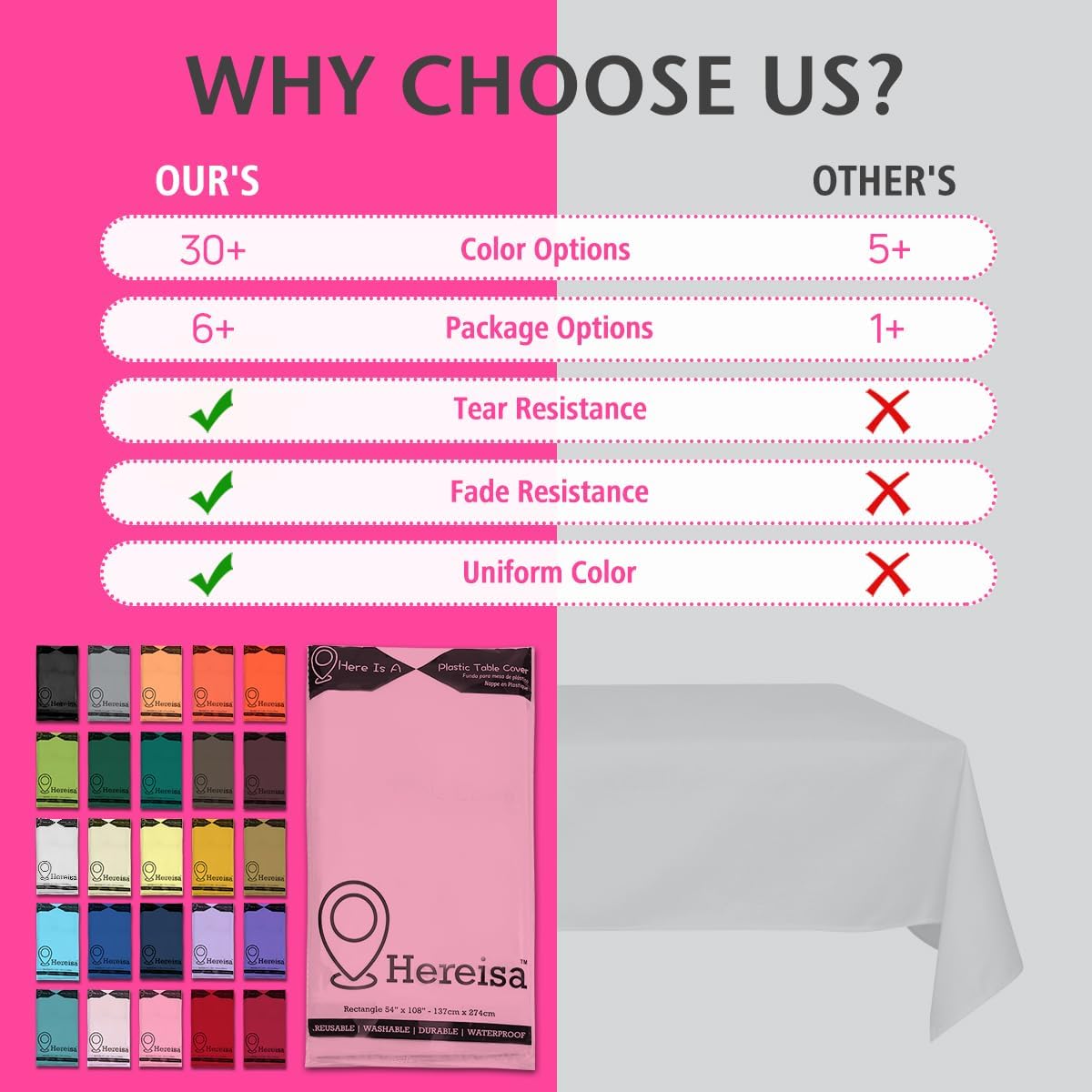 Disposable Plastic Tablecloth Pink