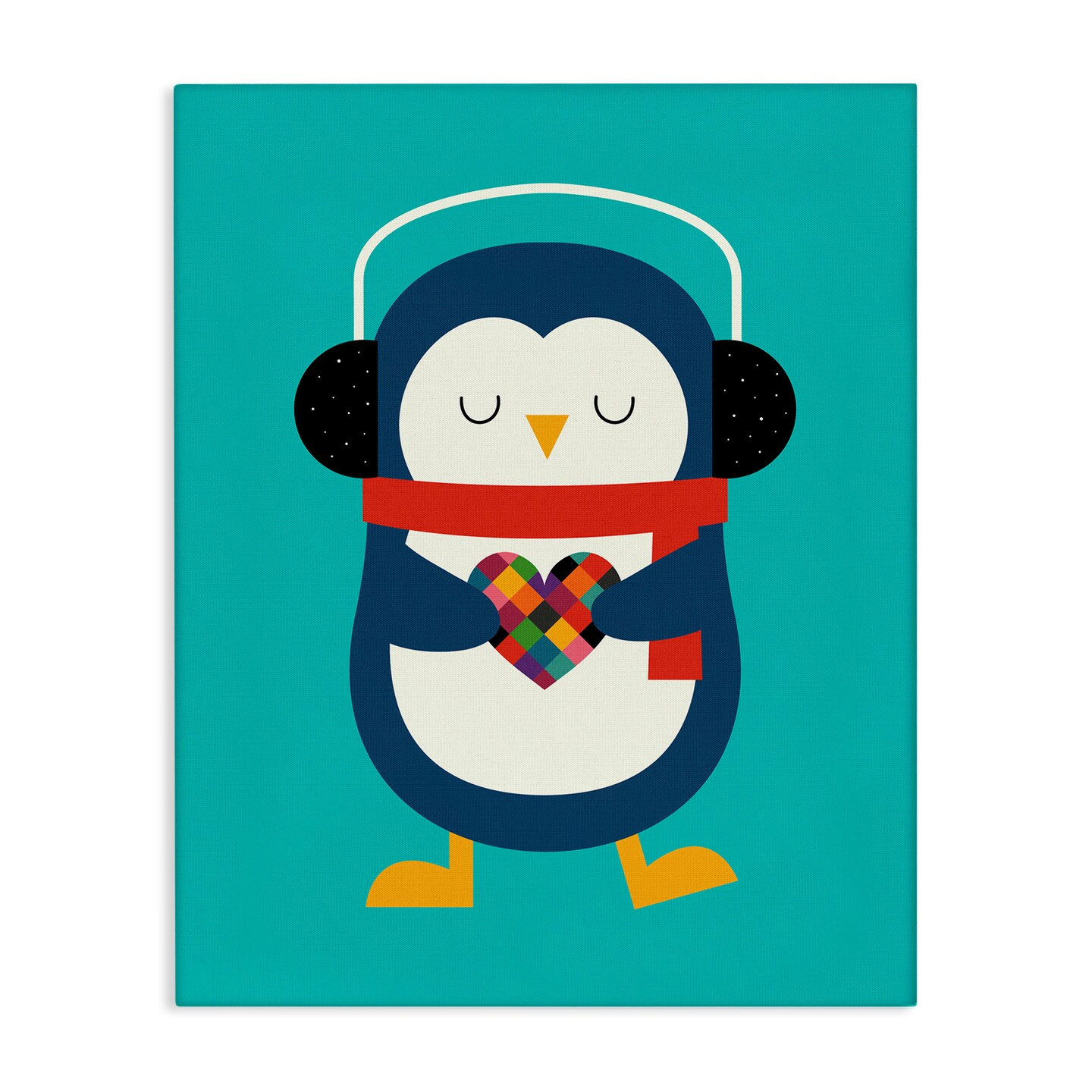 Stupell Industries Penguin with Geometric Heart Canvas By Andy Westface