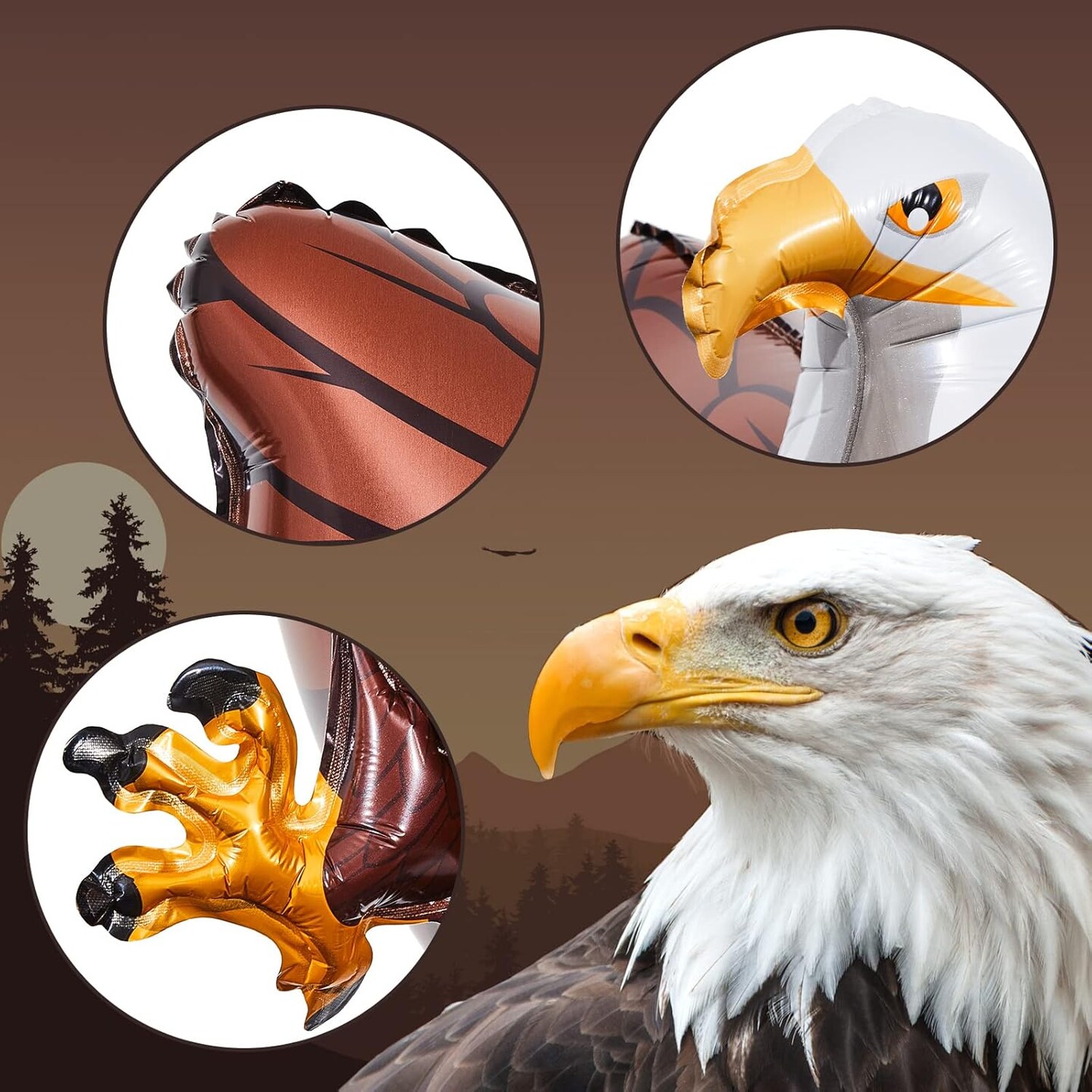 6 Pcs 3D Patriotic Giant Eagle Foil Balloons 32 x 26 Inch
